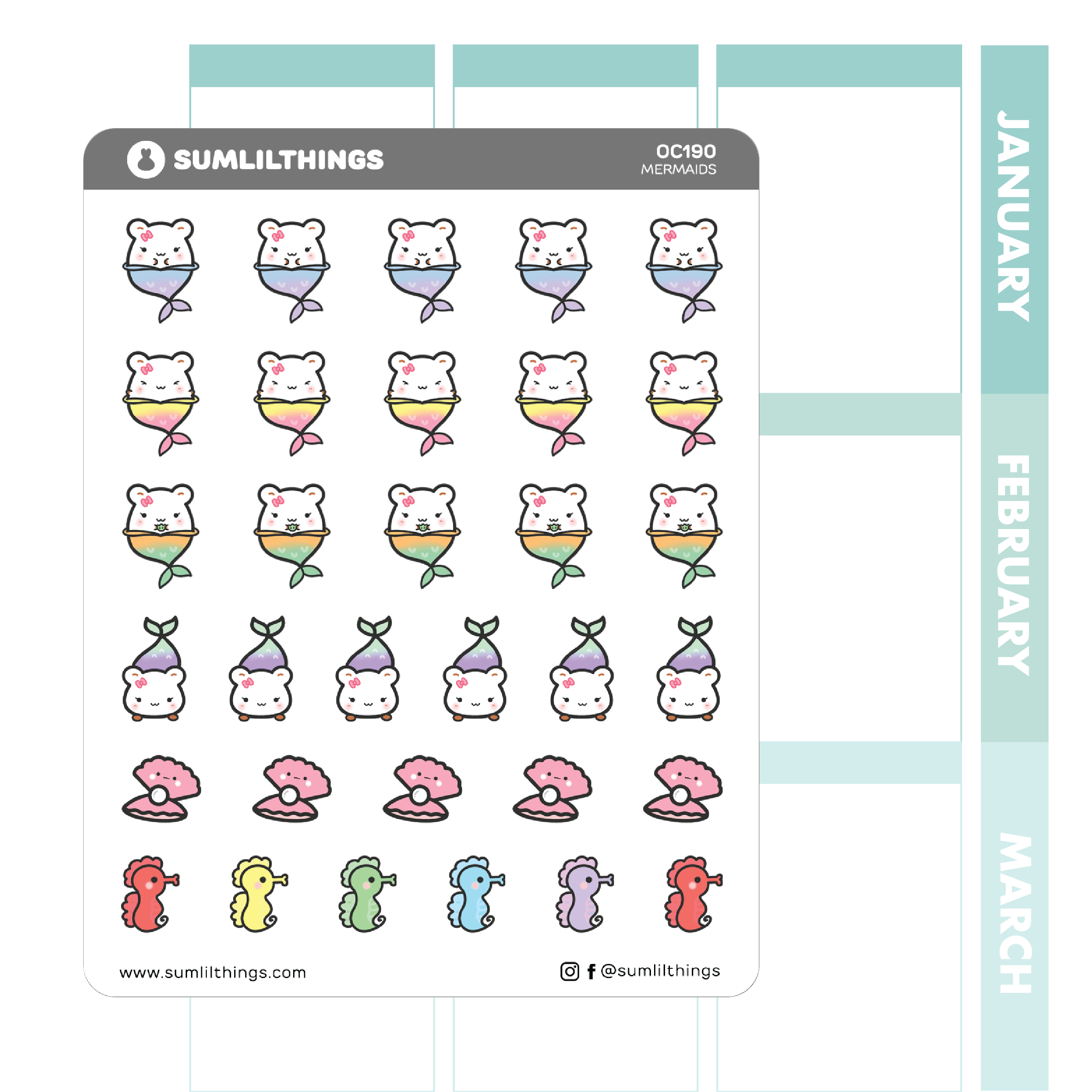 Lil' Hamster Mermaid Stickers