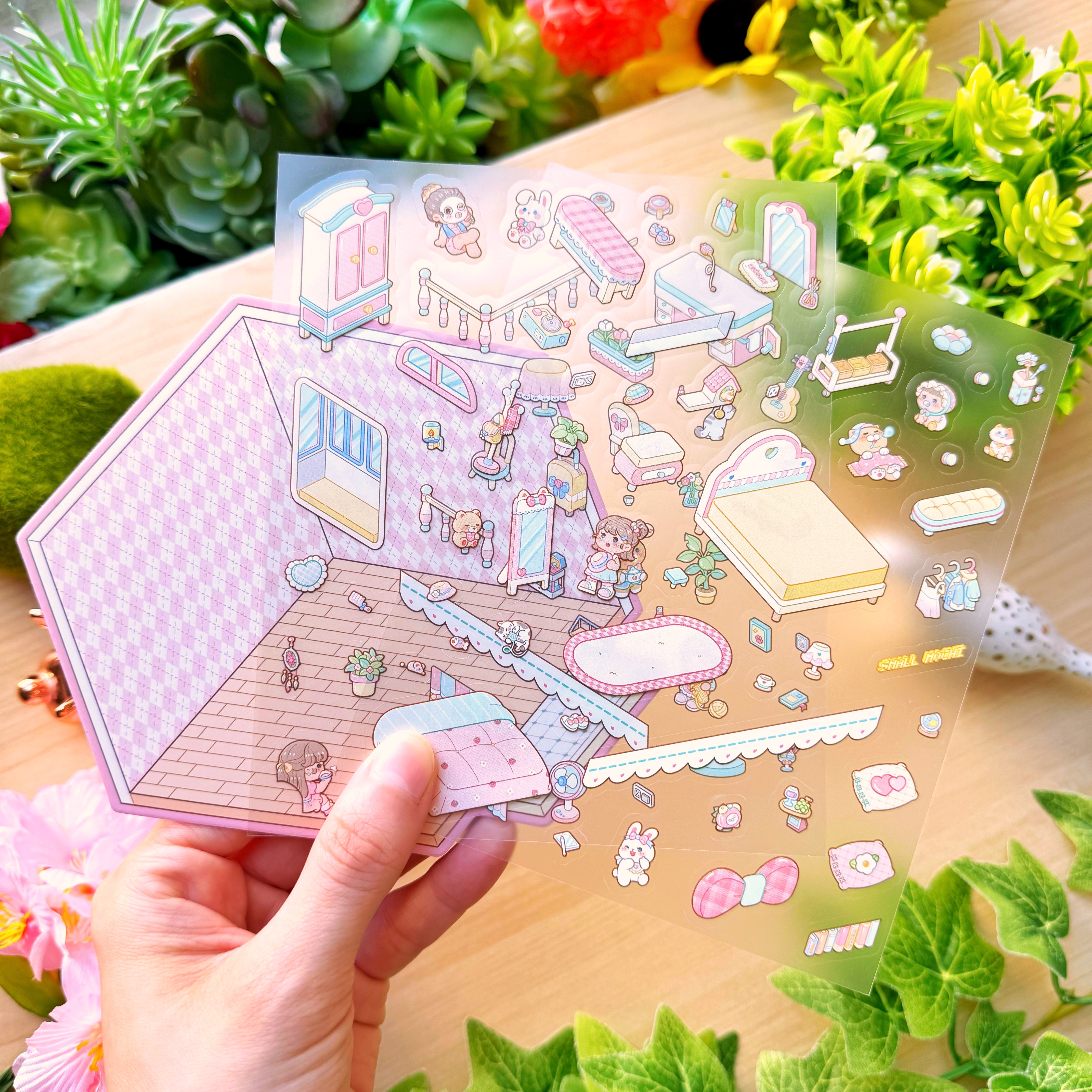 Isometric Scene Sticker - Cozy Bedroom (Small Mochi)