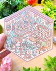 Isometric Scene Sticker - Vintage Study Room (Small Mochi)