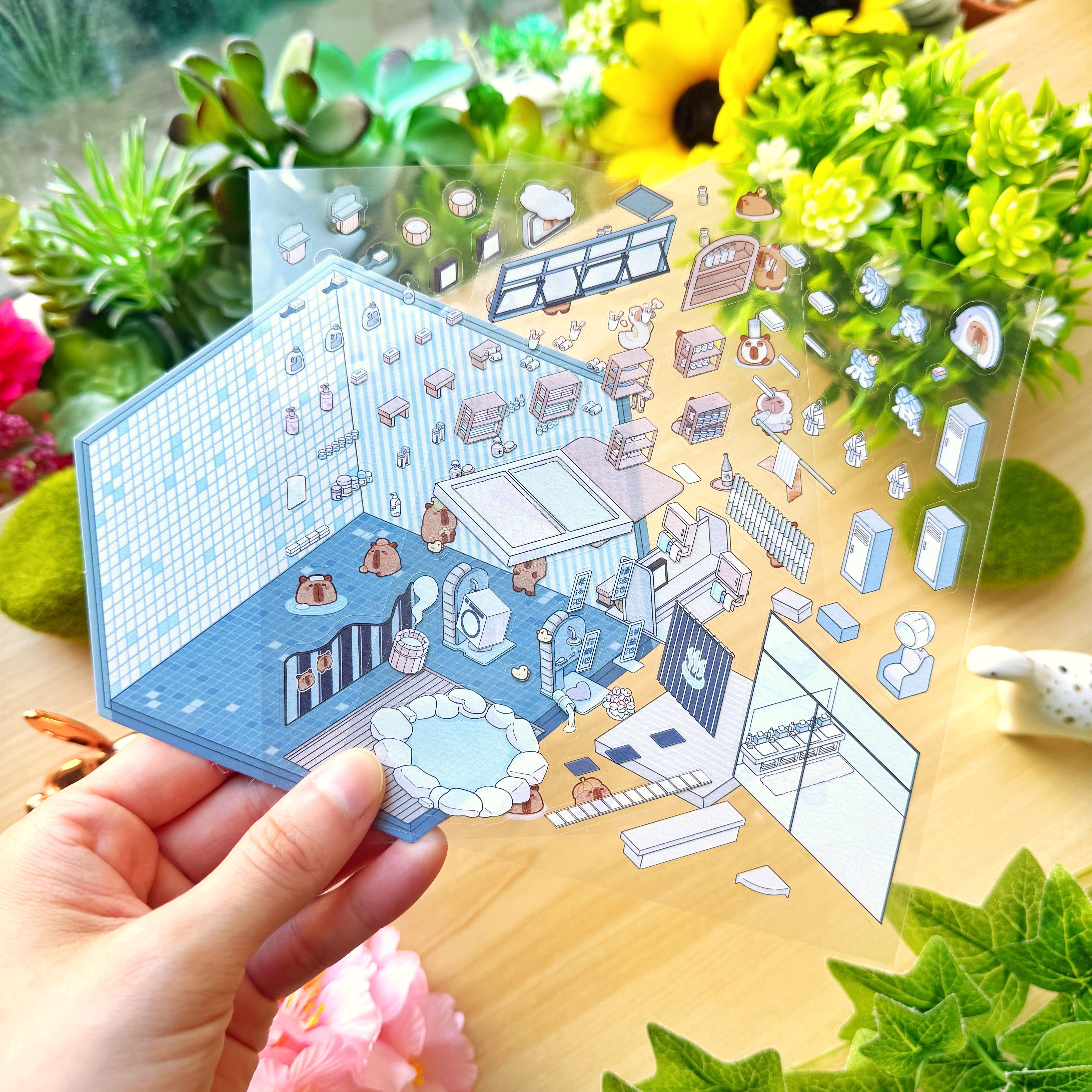 Isometric Scene Sticker - Capybara Hot Spring (Simno Series 2)