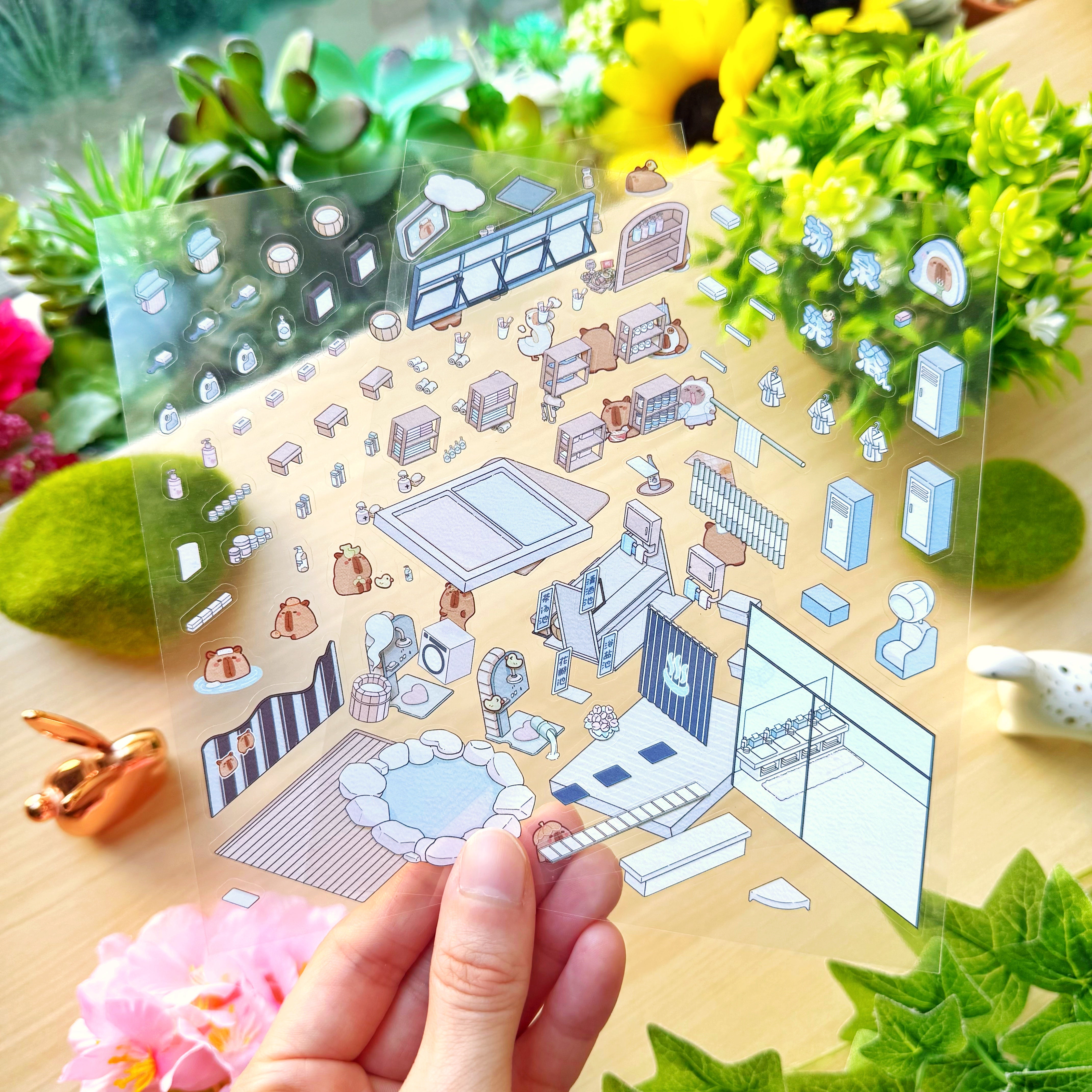 Isometric Scene Sticker - Capybara Hot Spring (Simno Series 2)