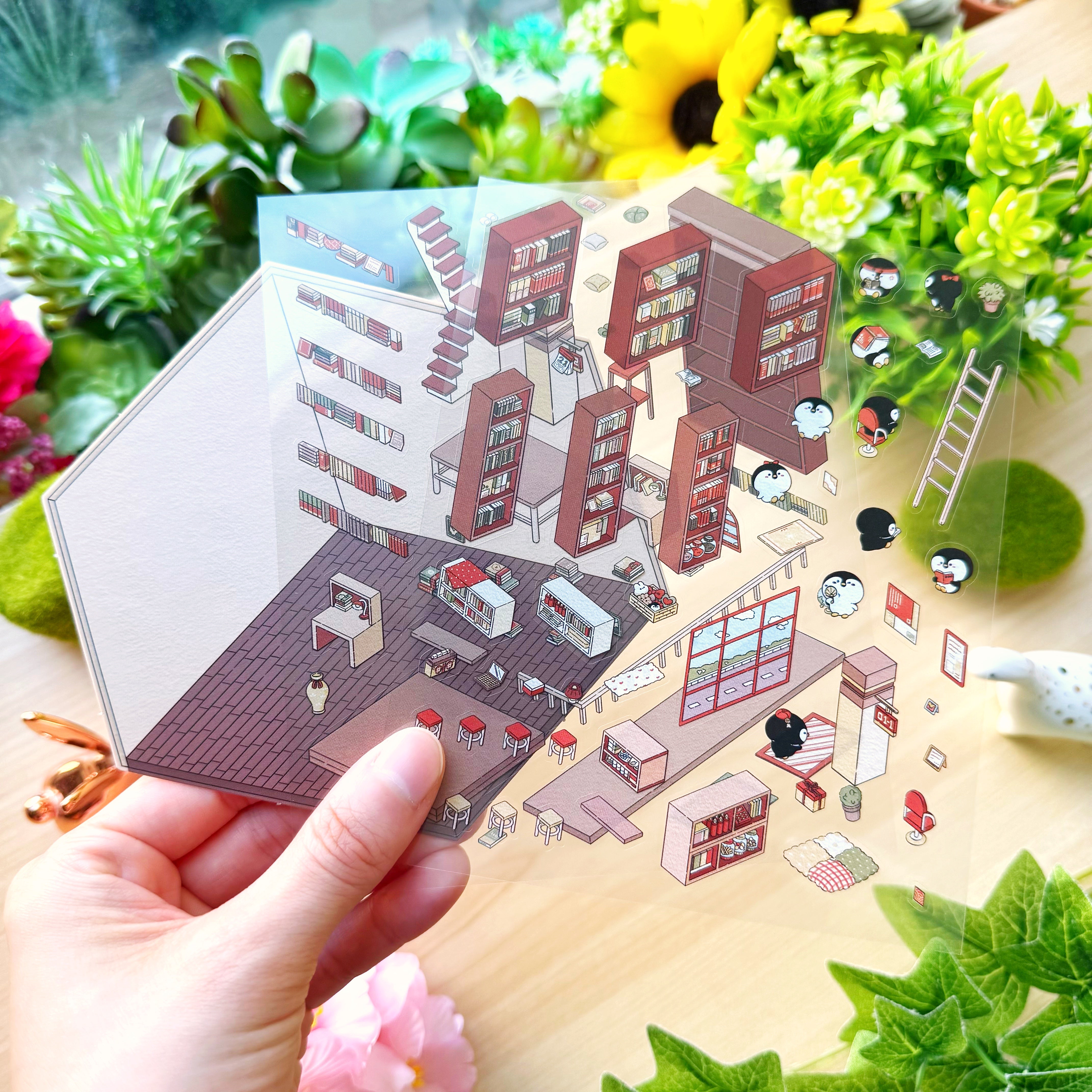 Isometric Scene Sticker - Bookstore (Simno Series 1)