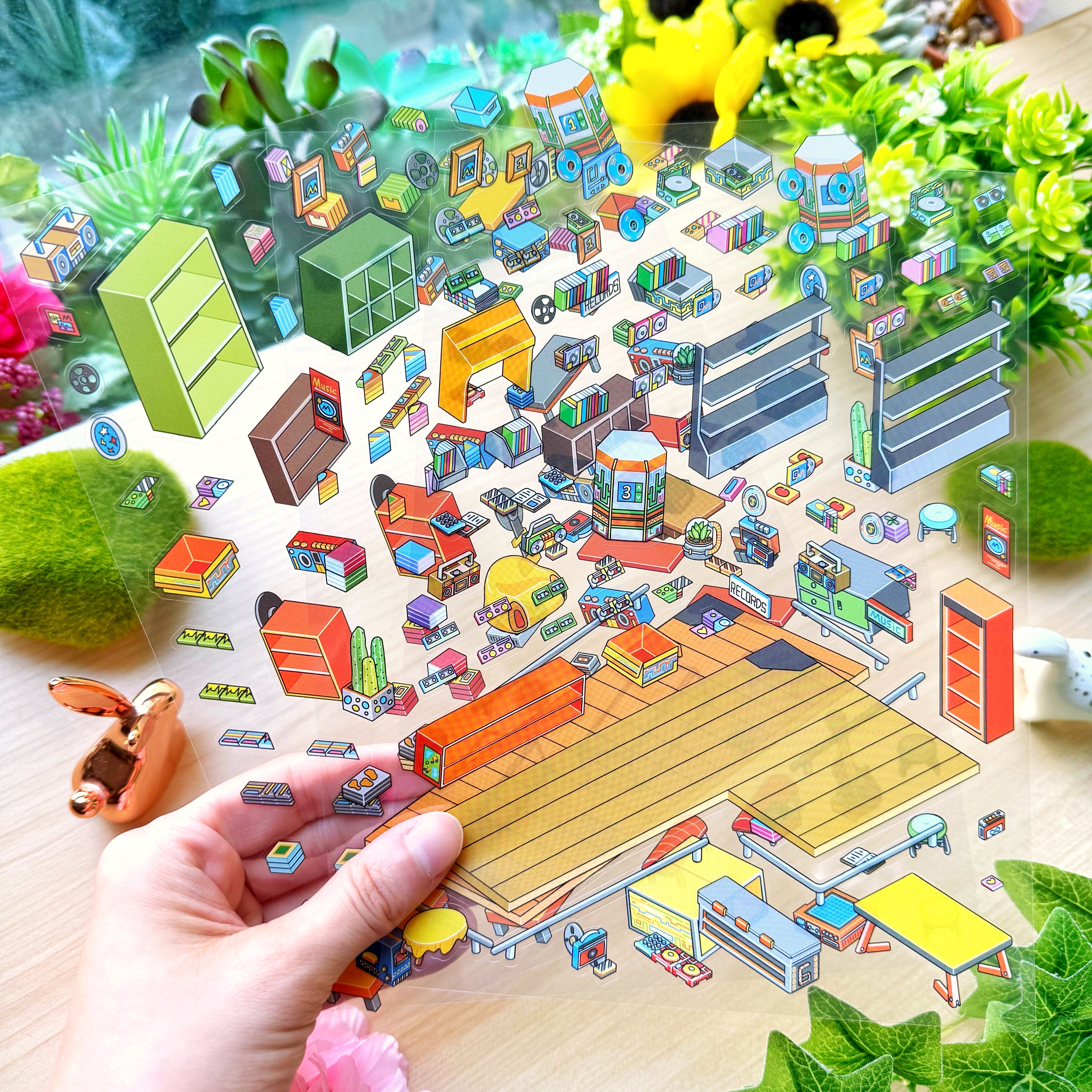 Isometric Scene Sticker - Record Store (Jumbo World)