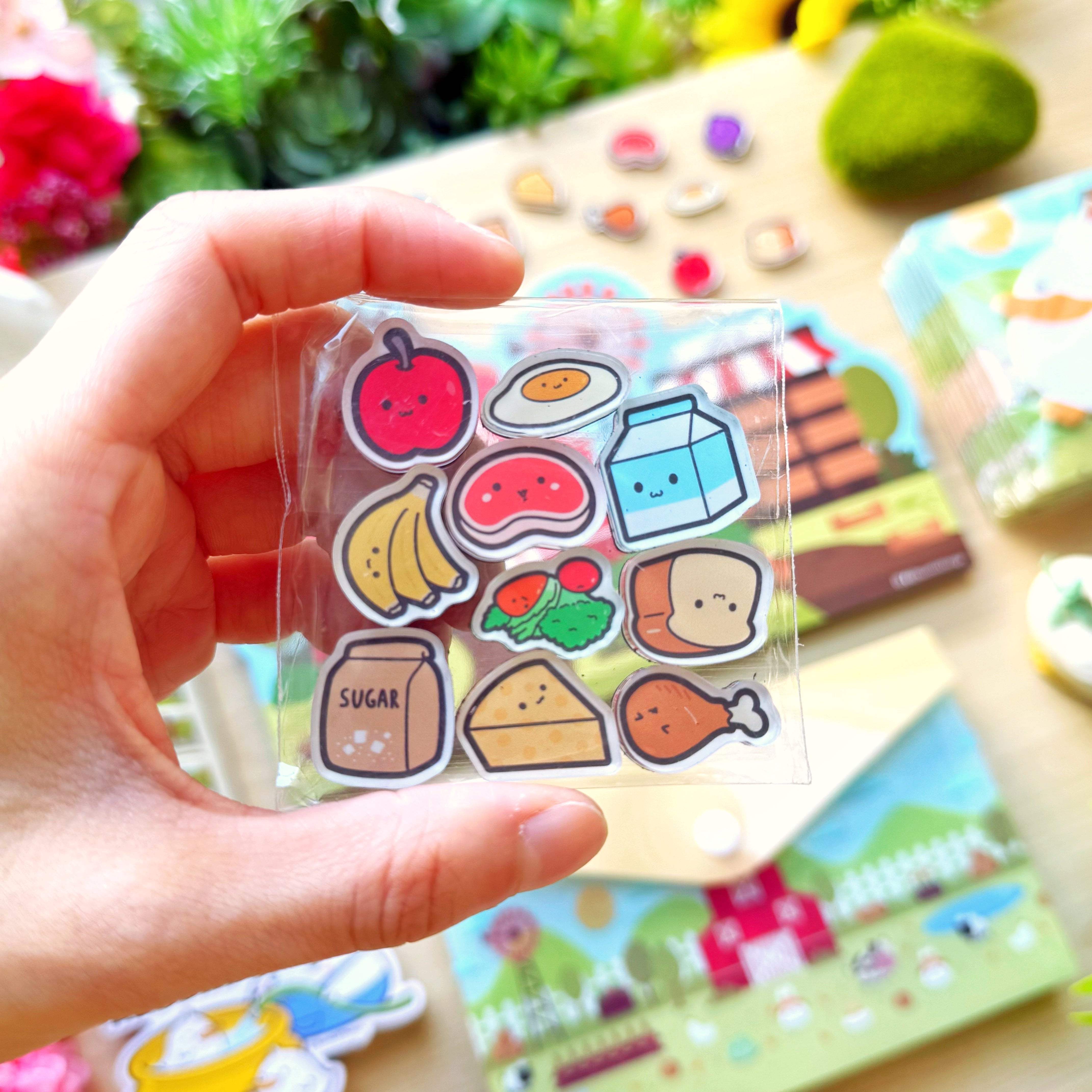 Fridge Grocery List & Acrylic Magnets Set