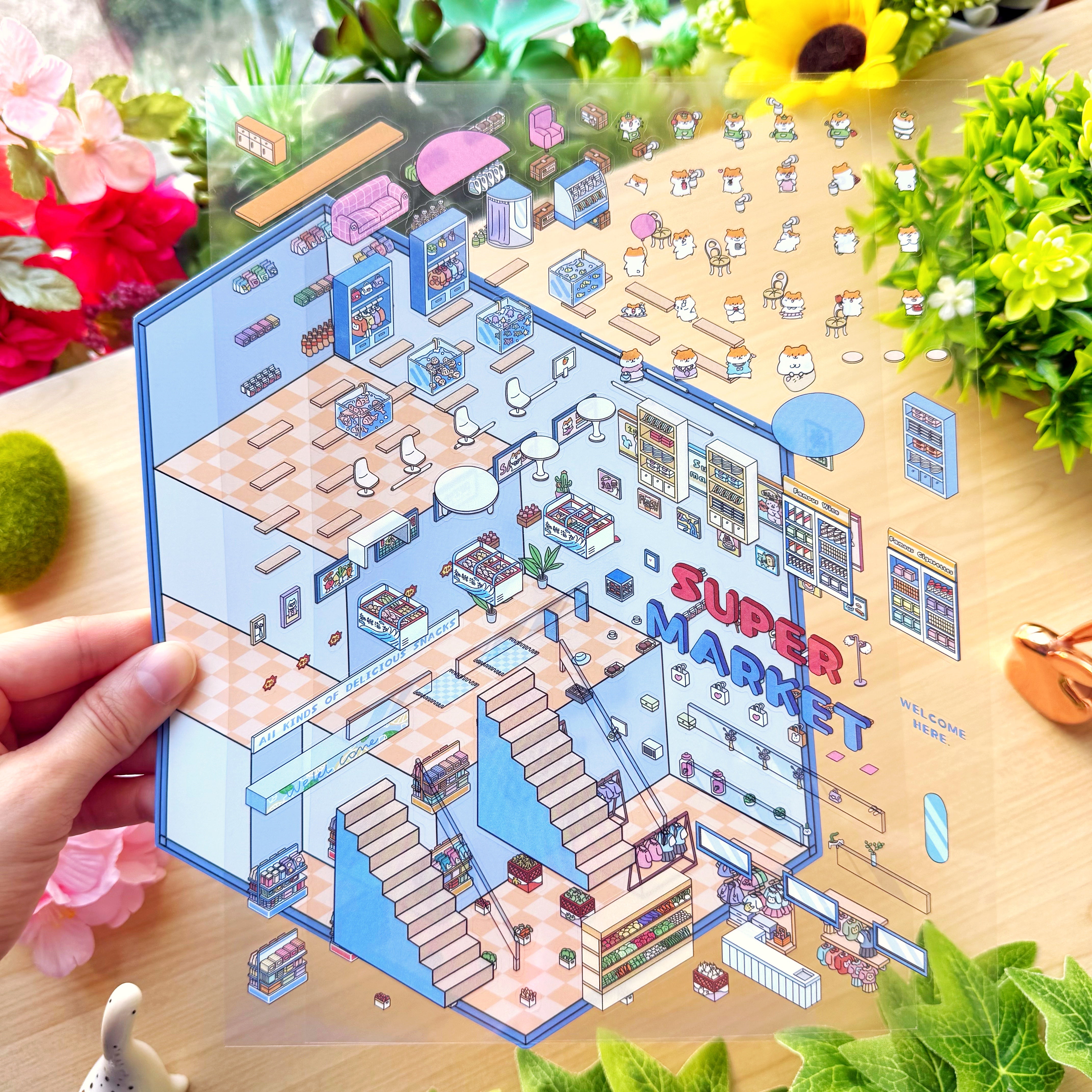 Isometric Scene Sticker - Supermarket (Jumbo World)