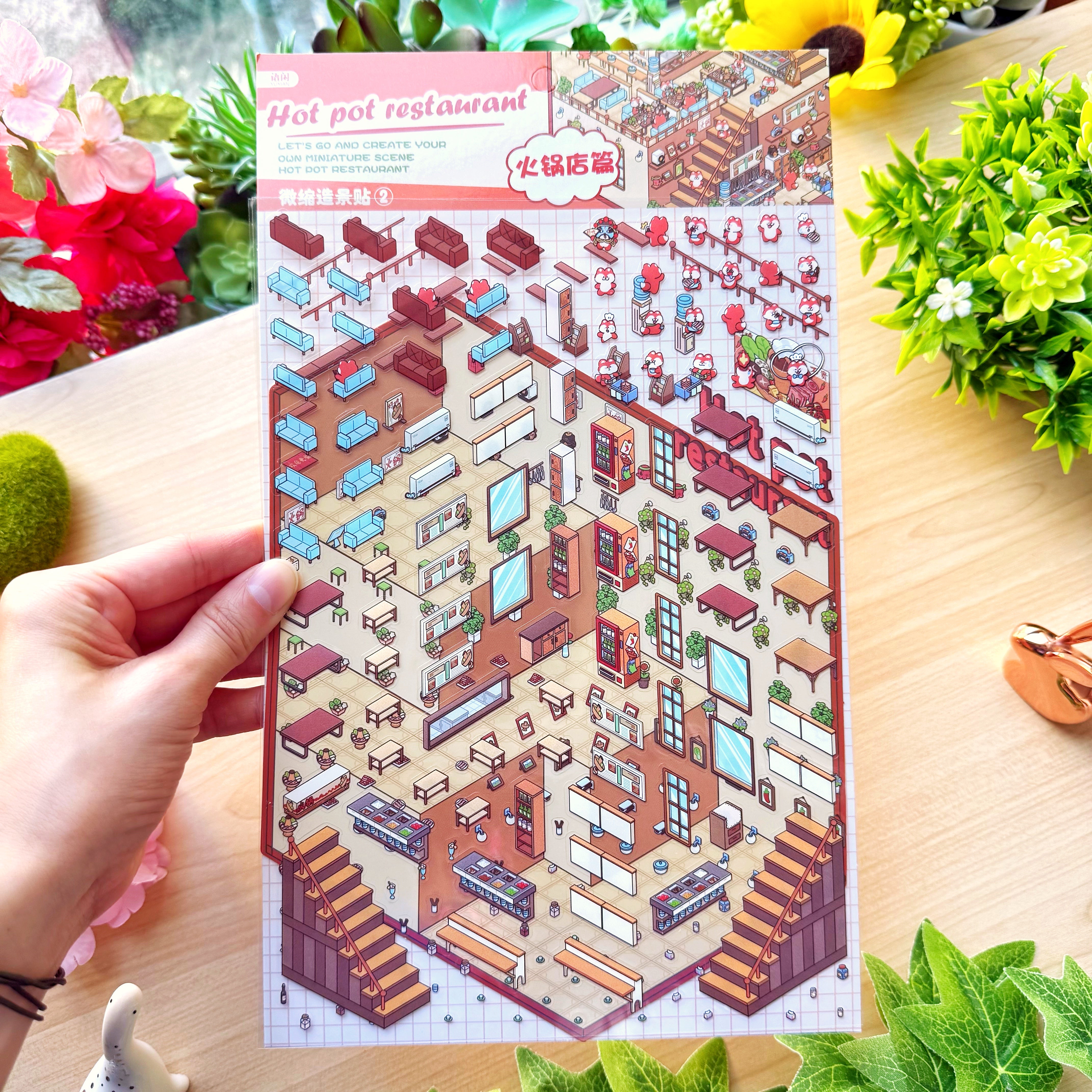 Isometric Scene Sticker - Hotpot Restaurant (Jumbo World)