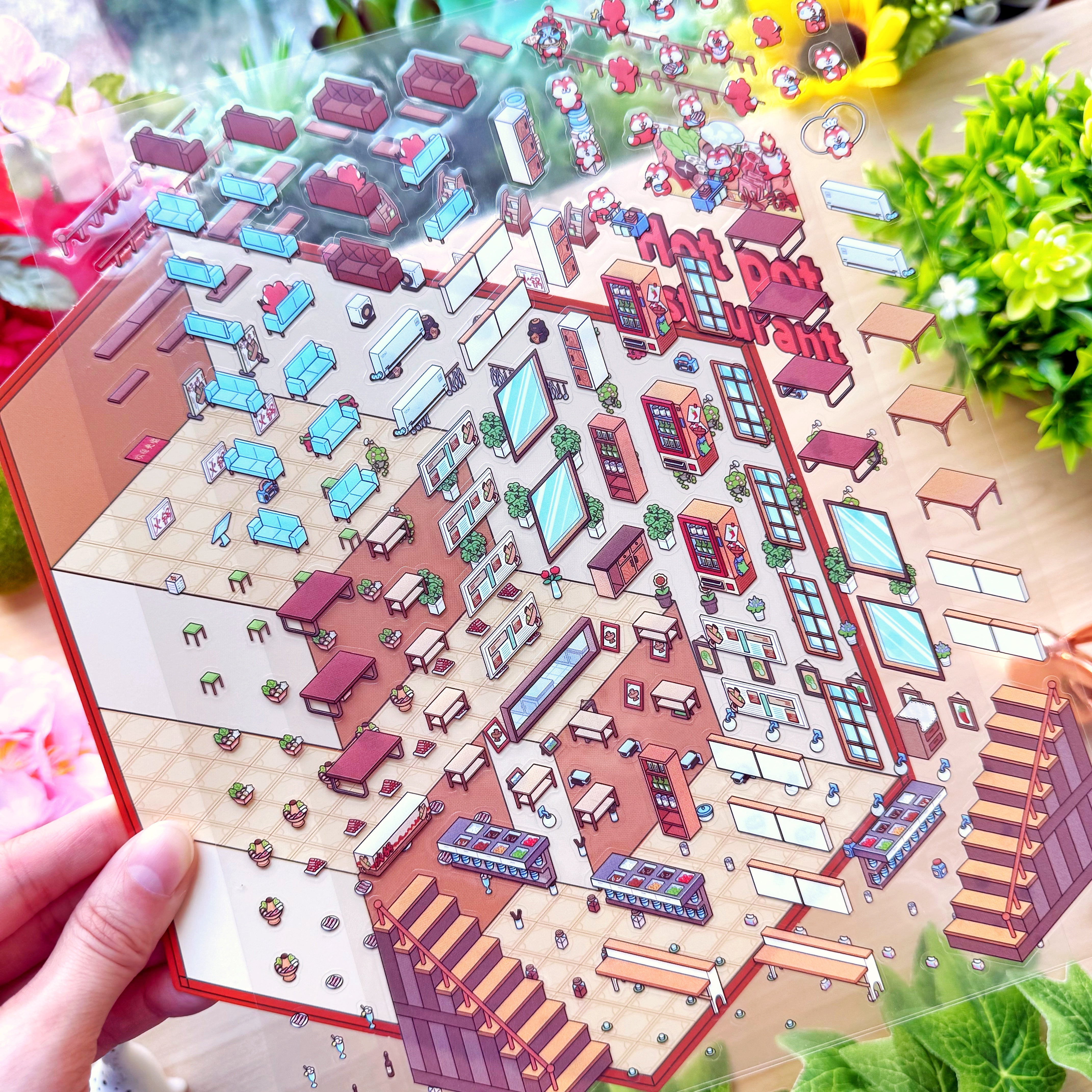 Isometric Scene Sticker - Hotpot Restaurant (Jumbo World)
