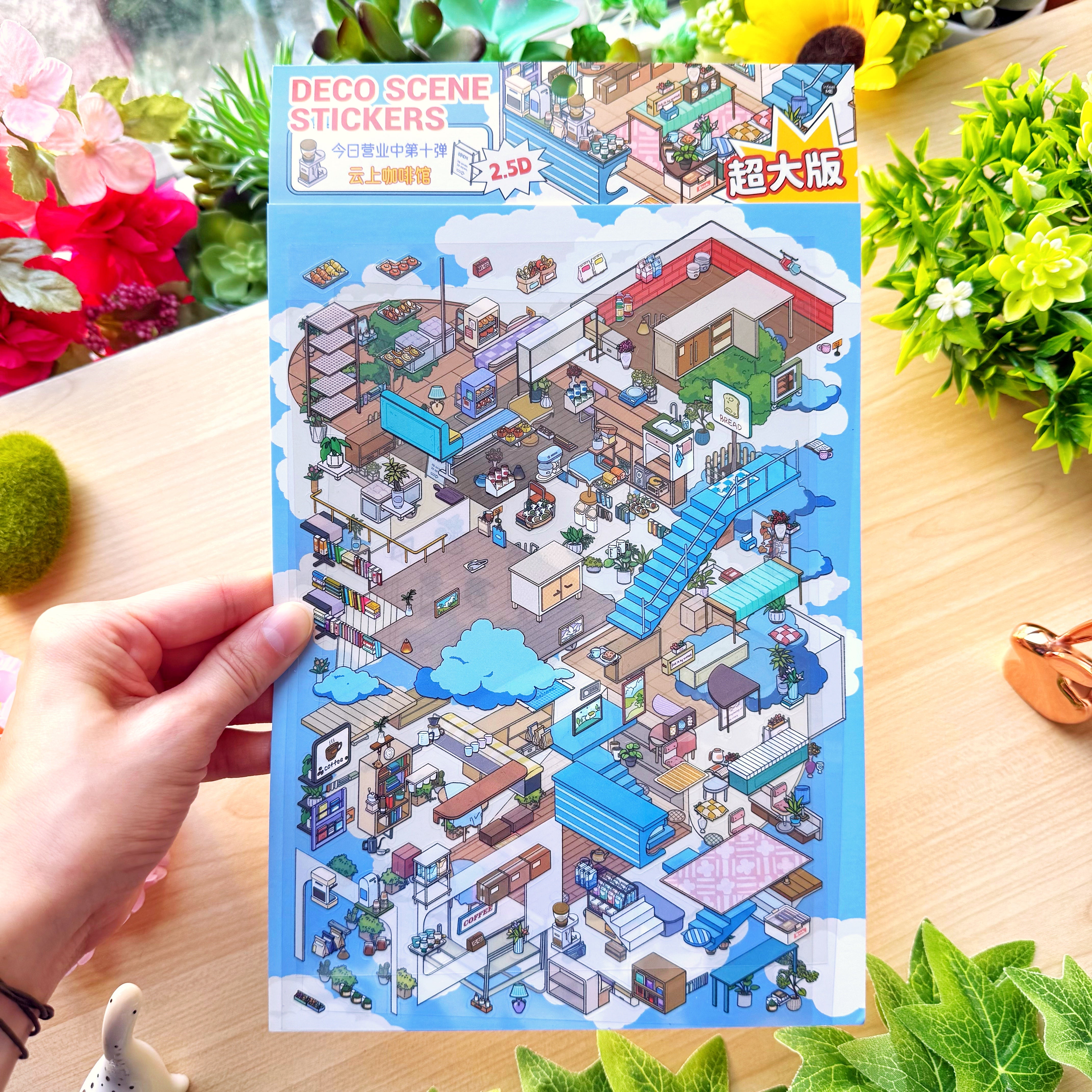 Isometric Scene Sticker - Cloudside Café (Jumbo World)
