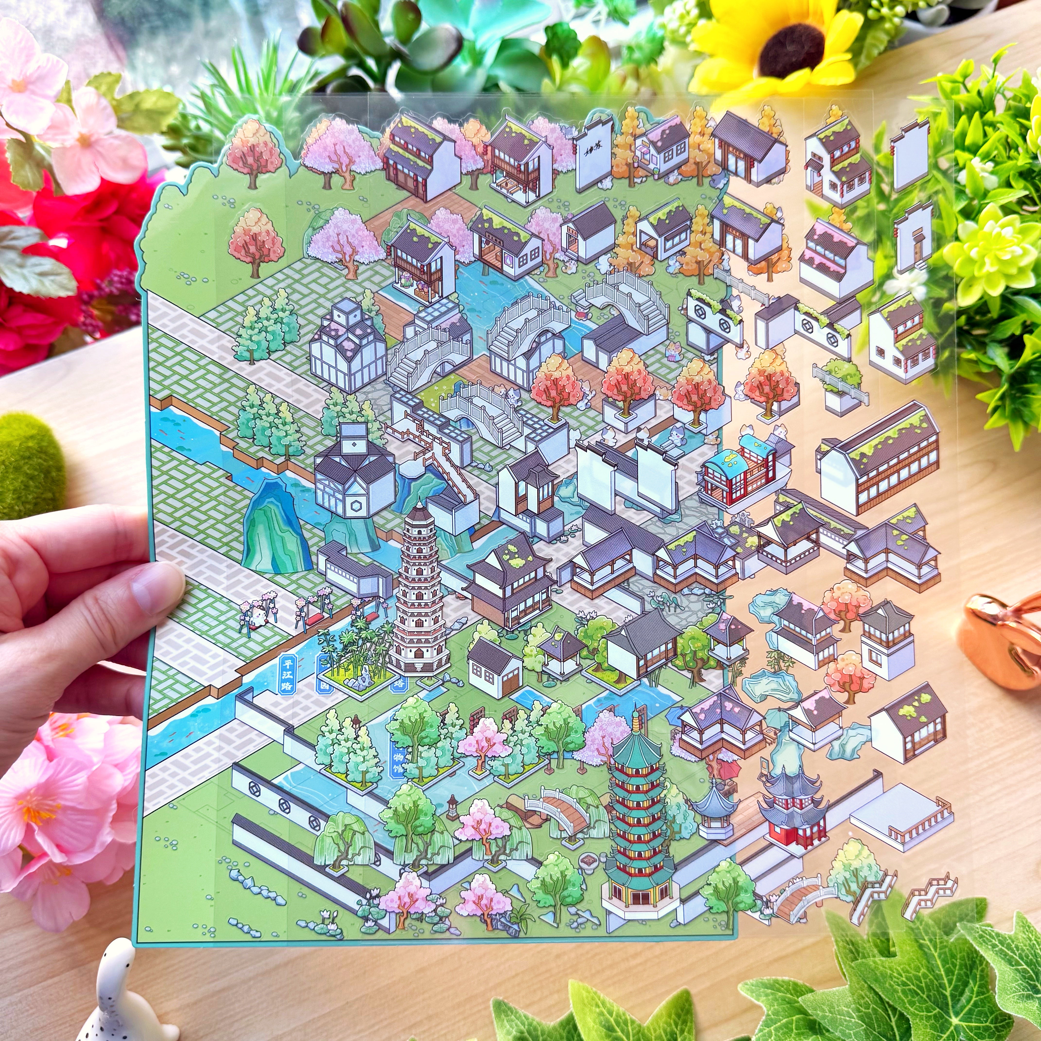 Isometric Scene Sticker - Dreamy Cityscape (Jumbo World)