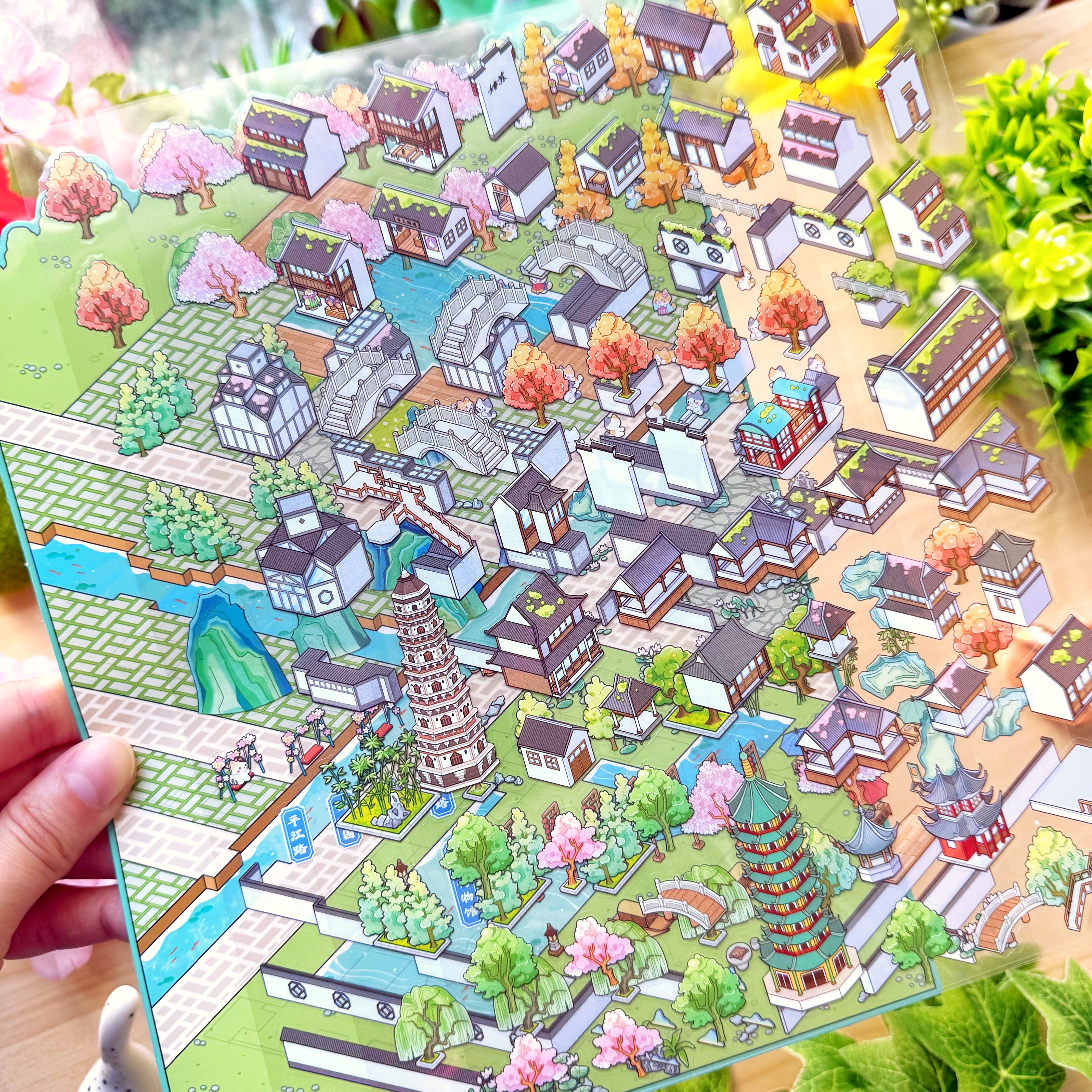 Isometric Scene Sticker - Dreamy Cityscape (Jumbo World)