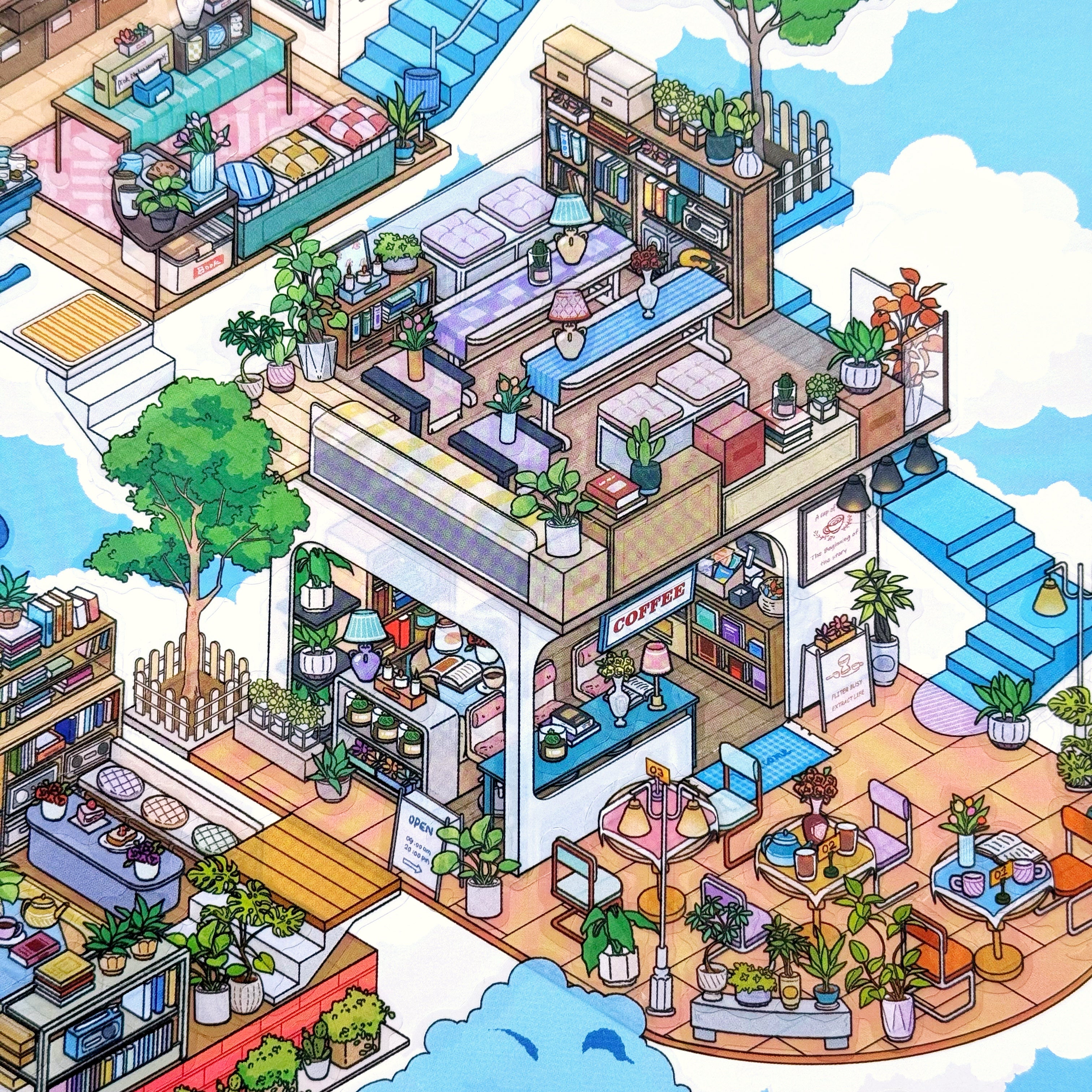 Isometric Scene Sticker - Cloudside Café (Jumbo World)