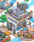 Isometric Scene Sticker - Cloudside Café (Jumbo World)
