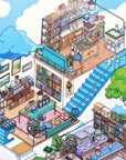 Isometric Scene Sticker - Cloudside Café (Jumbo World)