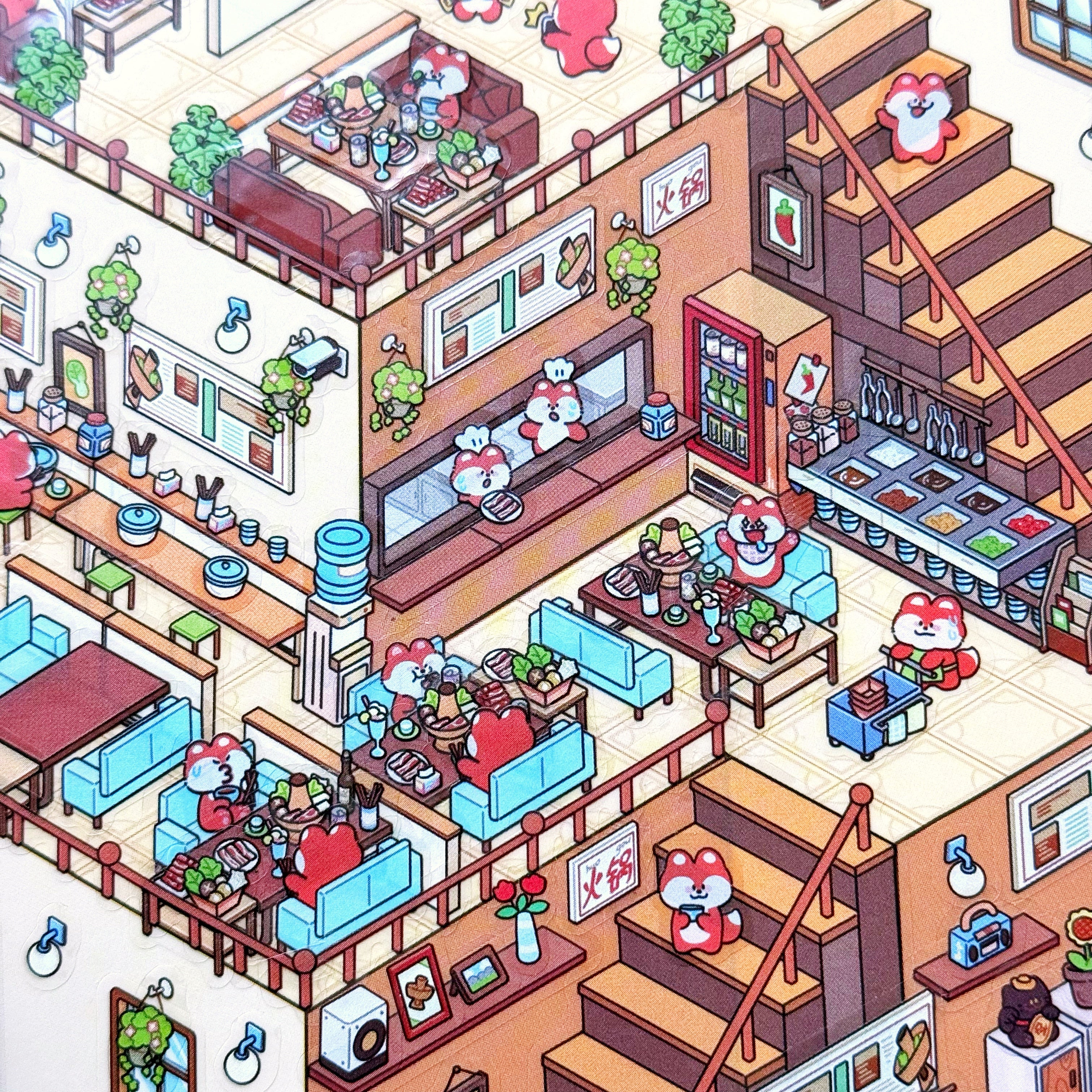 Isometric Scene Sticker - Hotpot Restaurant (Jumbo World)