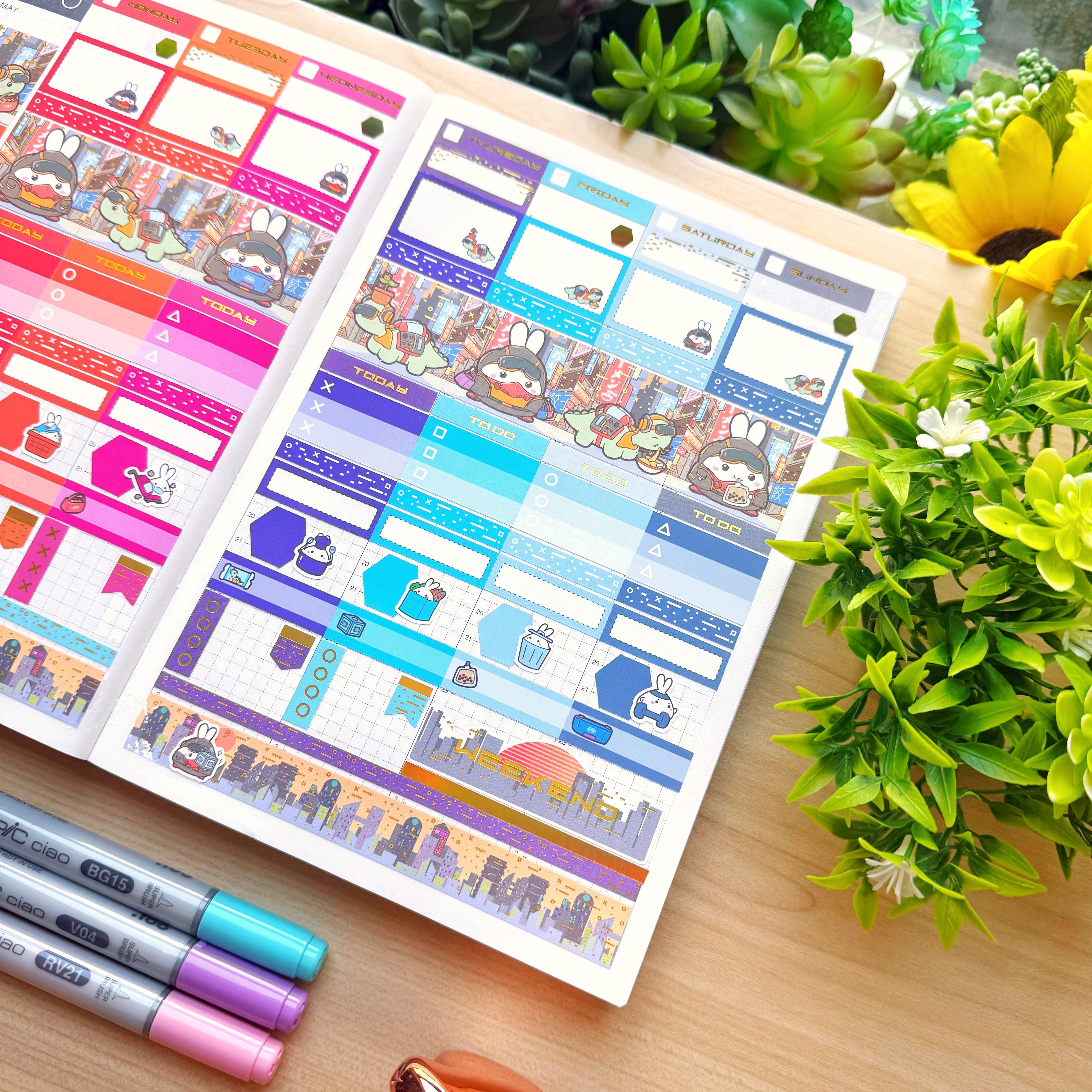 Hobonichi COUSIN - Lil' Cyber City Life - Holo Gold Foil