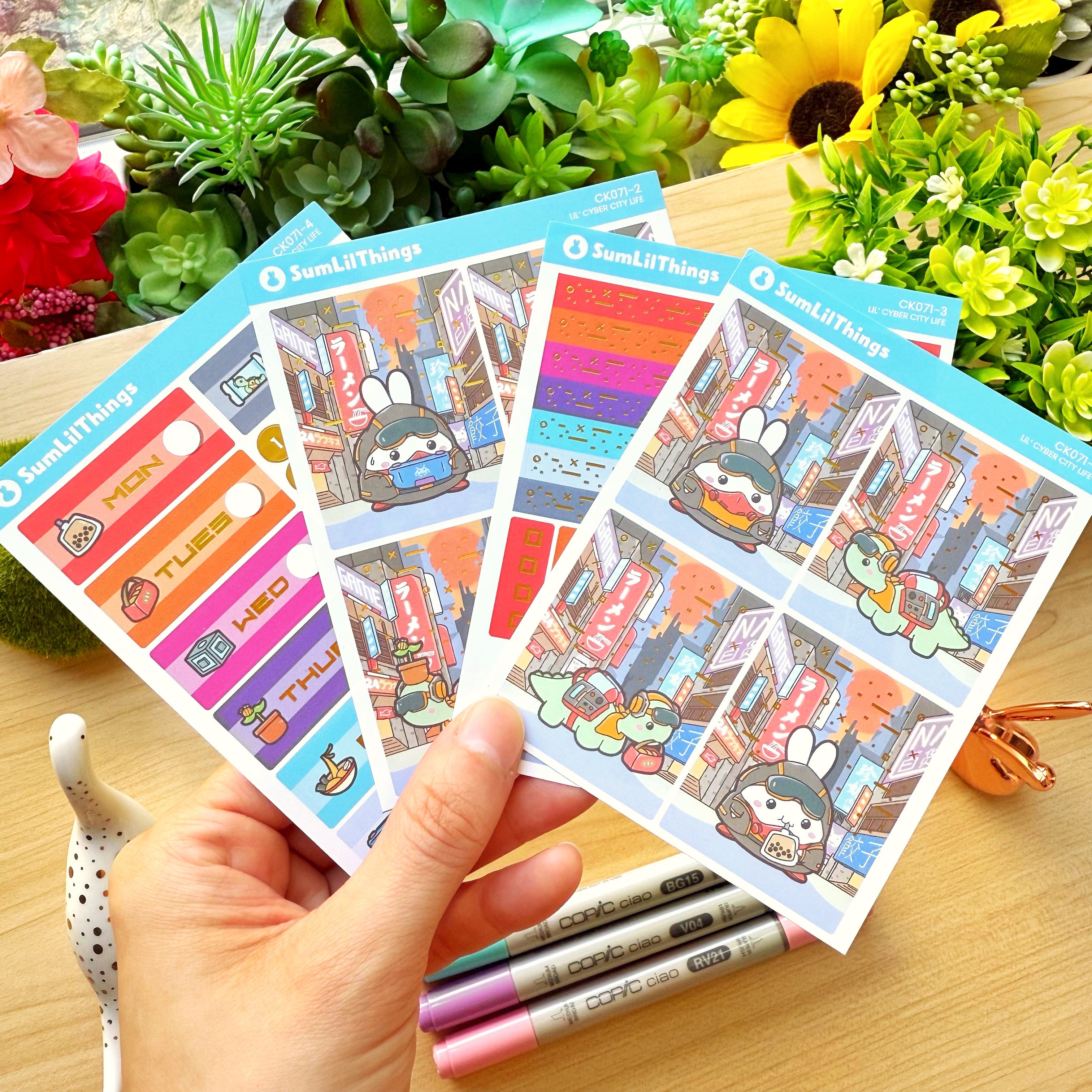 Decorative Kit - Lil' Cyber City Life (10 Pages) - Holo Gold Foil