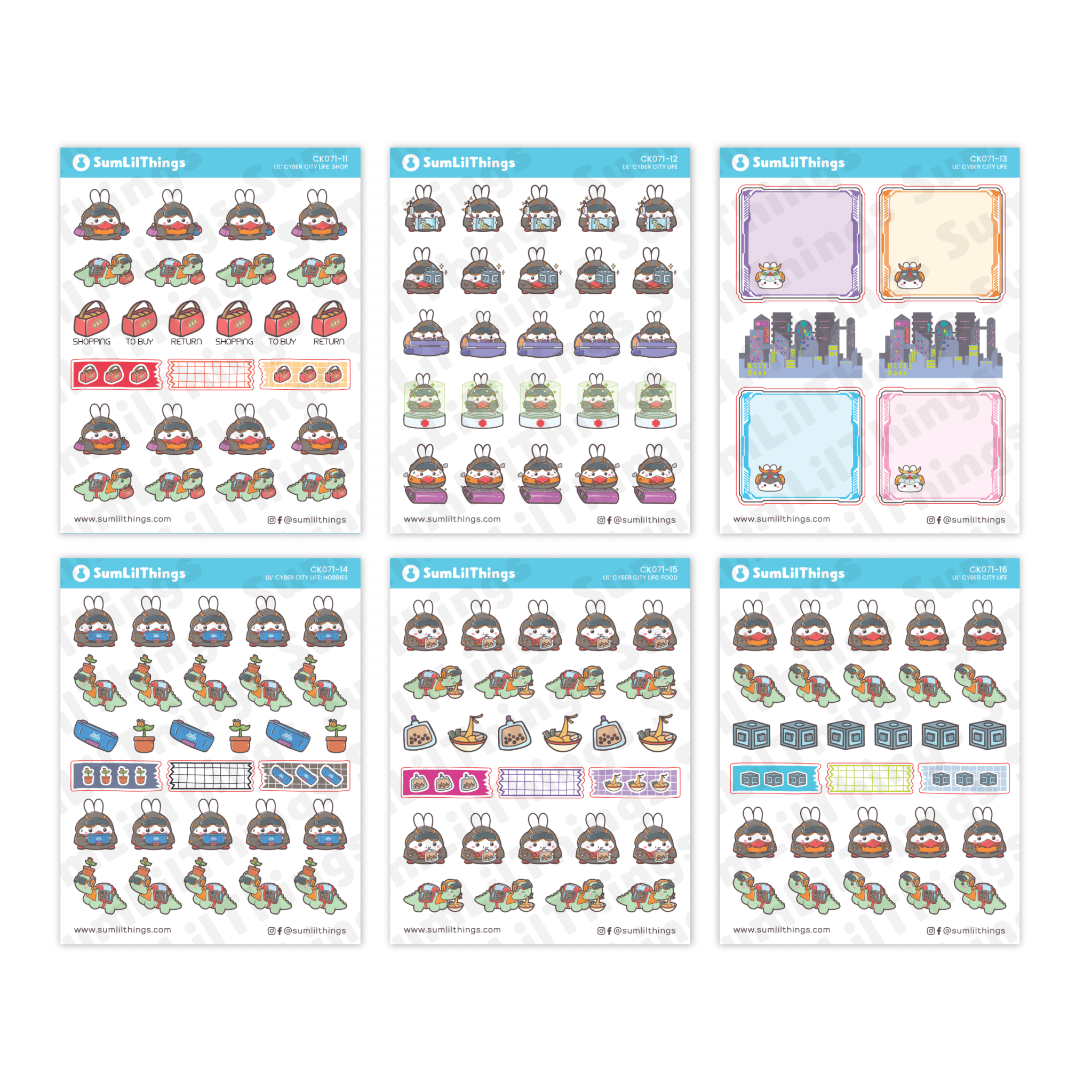 Decorative Kit - Lil' Cyber City Life (10 Pages) - Holo Gold Foil - SumLilThings