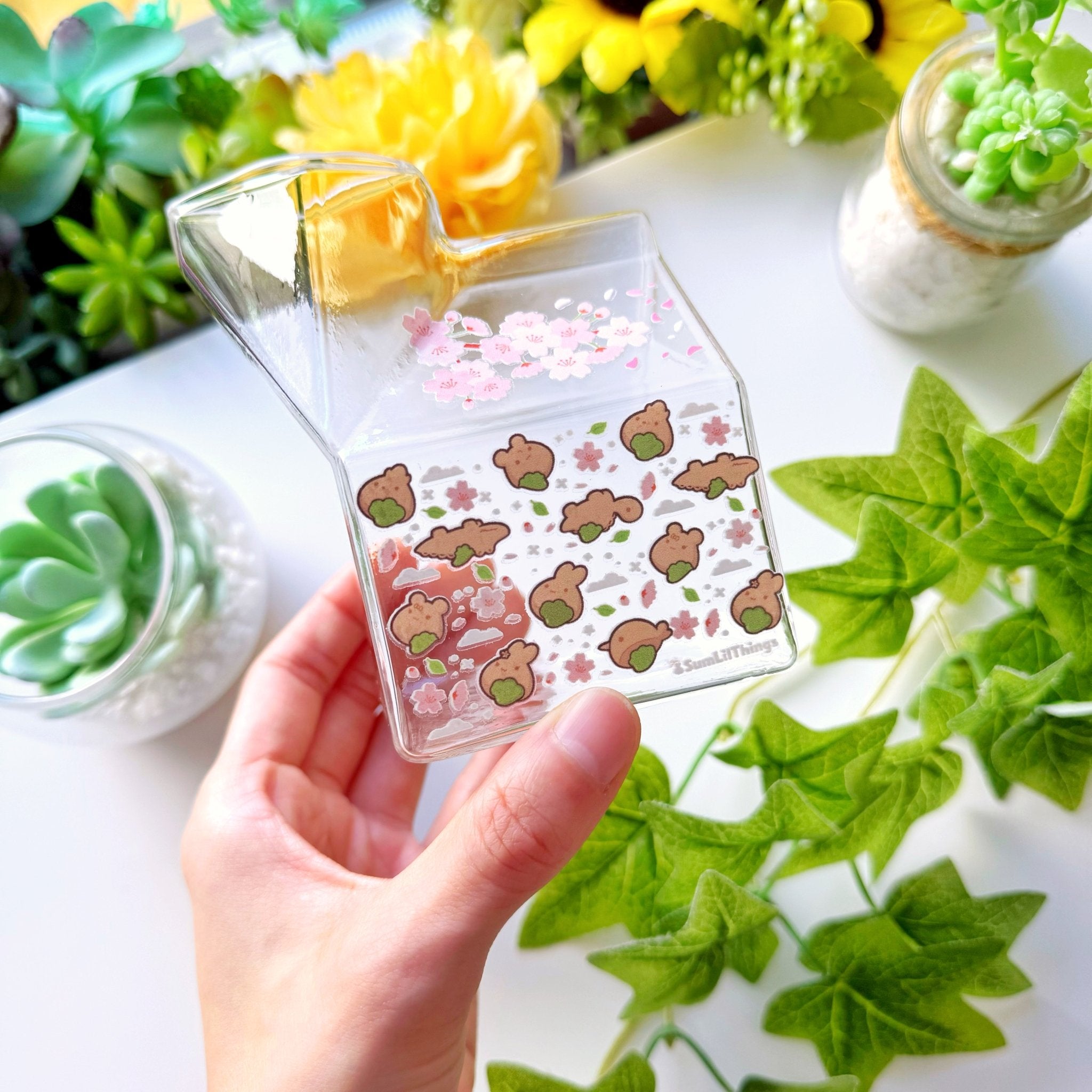 Glass Milk Carton - Matcha Cookies - SumLilThings