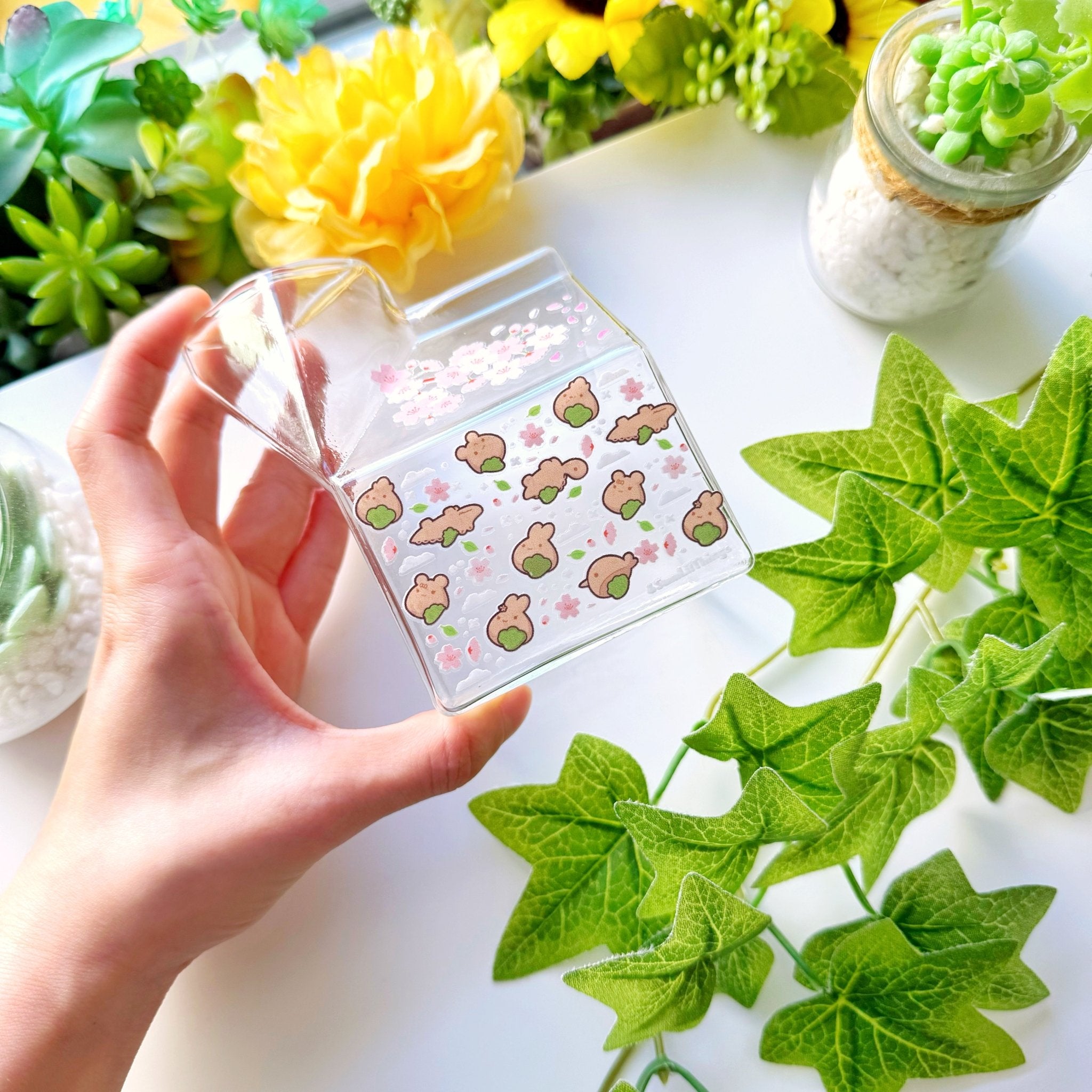 Glass Milk Carton - Matcha Cookies - SumLilThings
