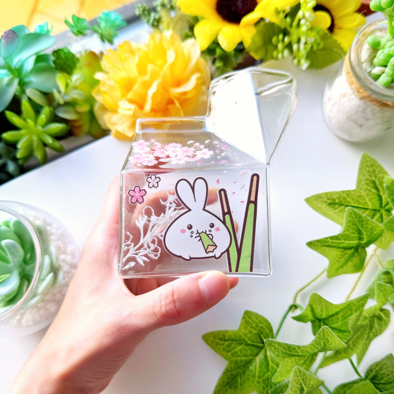 Glass Milk Carton - Matcha Pocky - SumLilThings