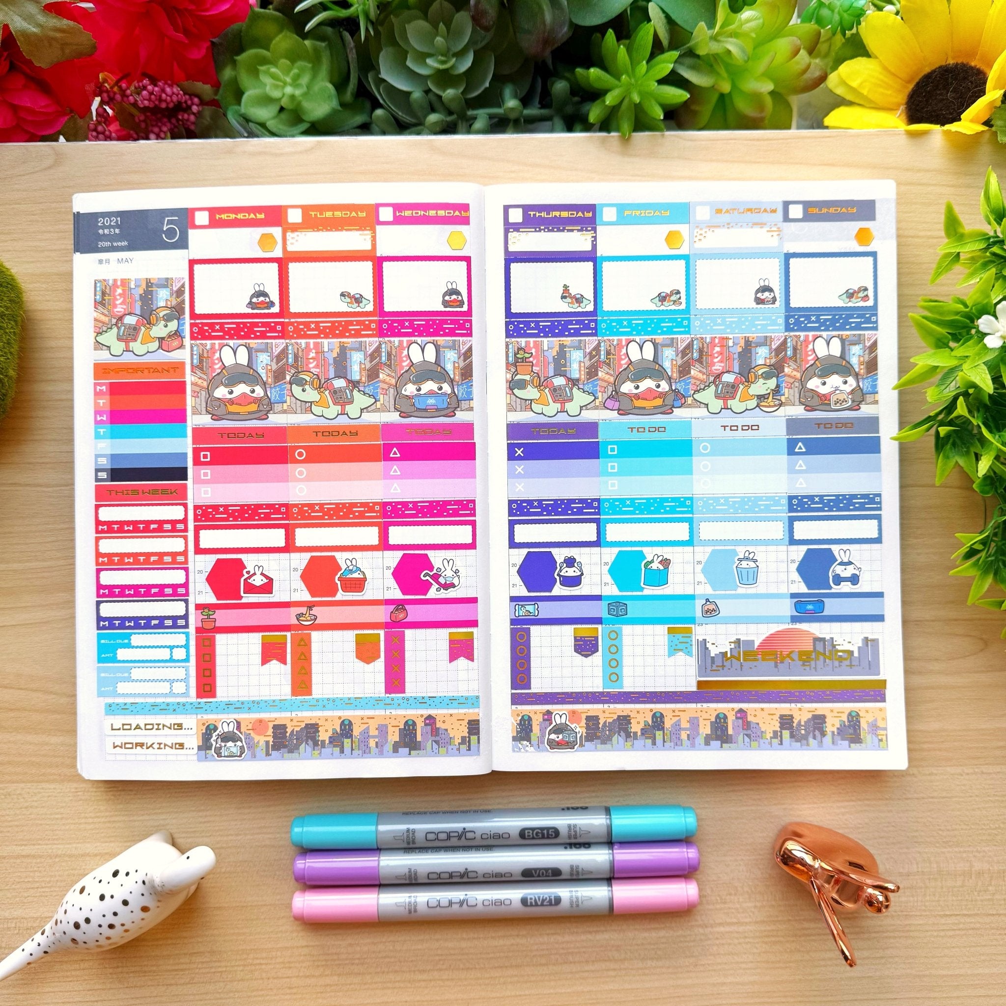 Hobonichi COUSIN - Lil' Cyber City Life - Holo Gold Foil - SumLilThings