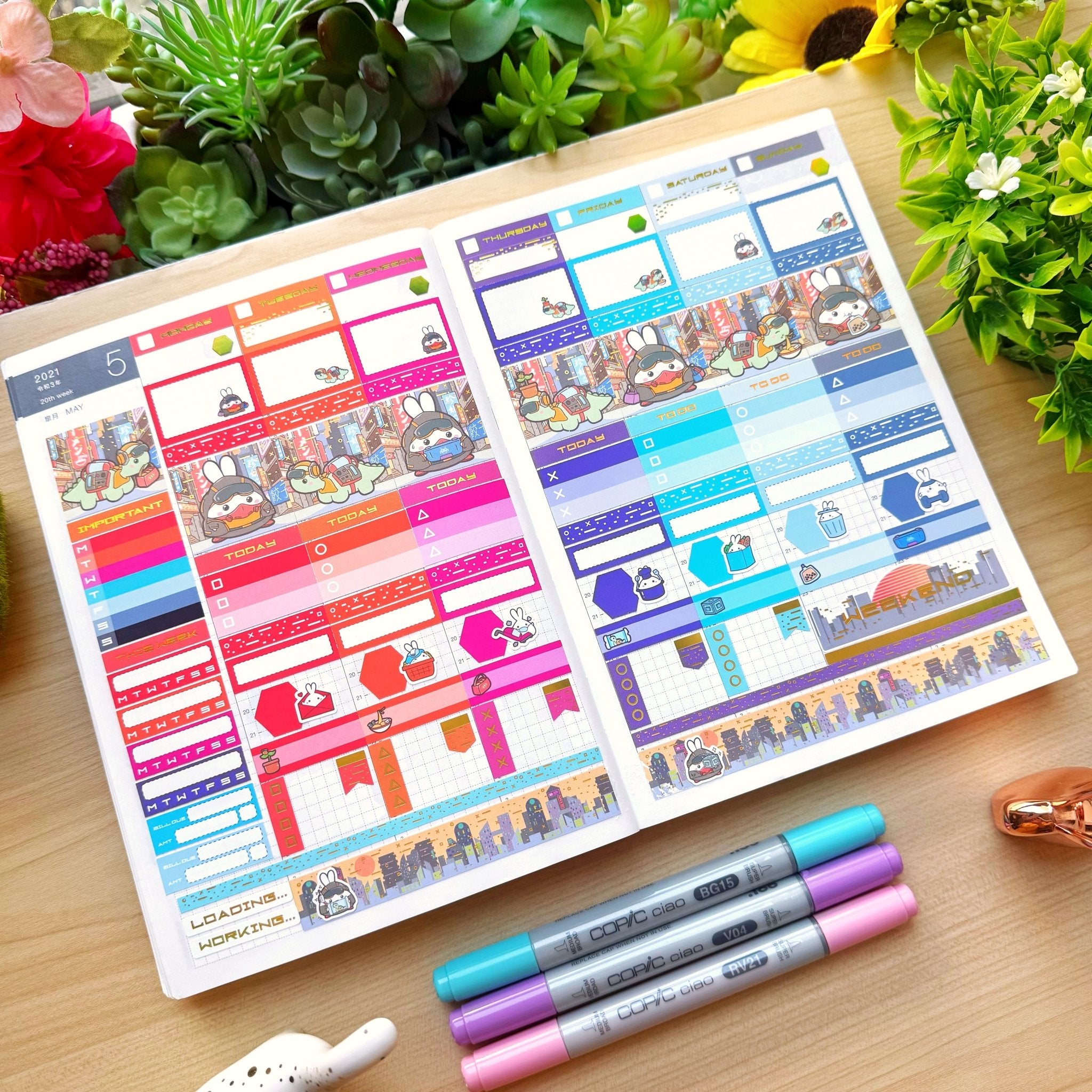 Hobonichi COUSIN - Lil' Cyber City Life - Holo Gold Foil - SumLilThings