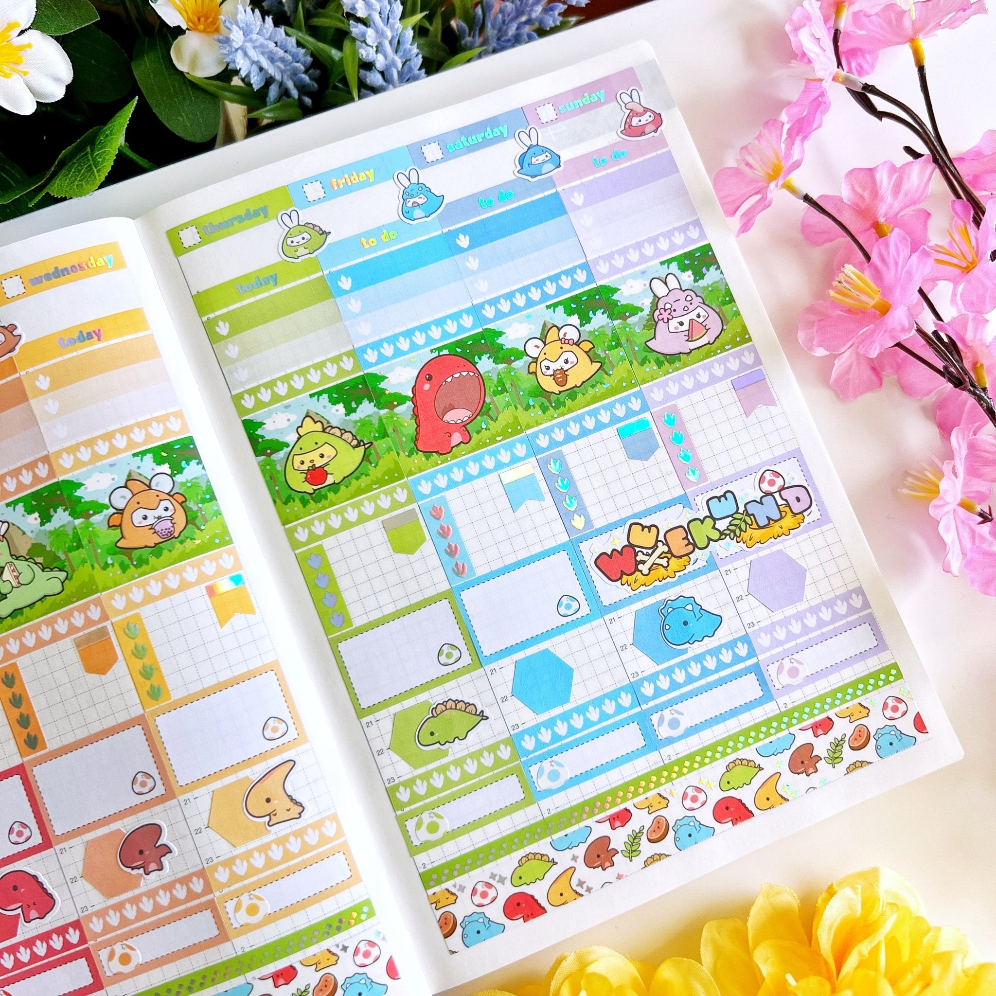 Hobonichi COUSIN - Lil' Dino Picnic- Holo Foil - SumLilThings