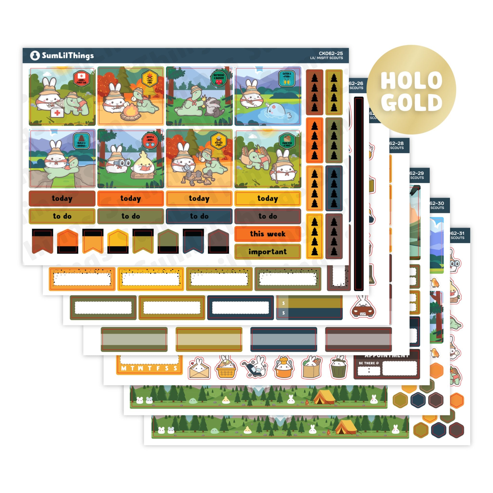 Hobonichi COUSIN - Lil' Misfit Camp - Holo Gold Foil - SumLilThings