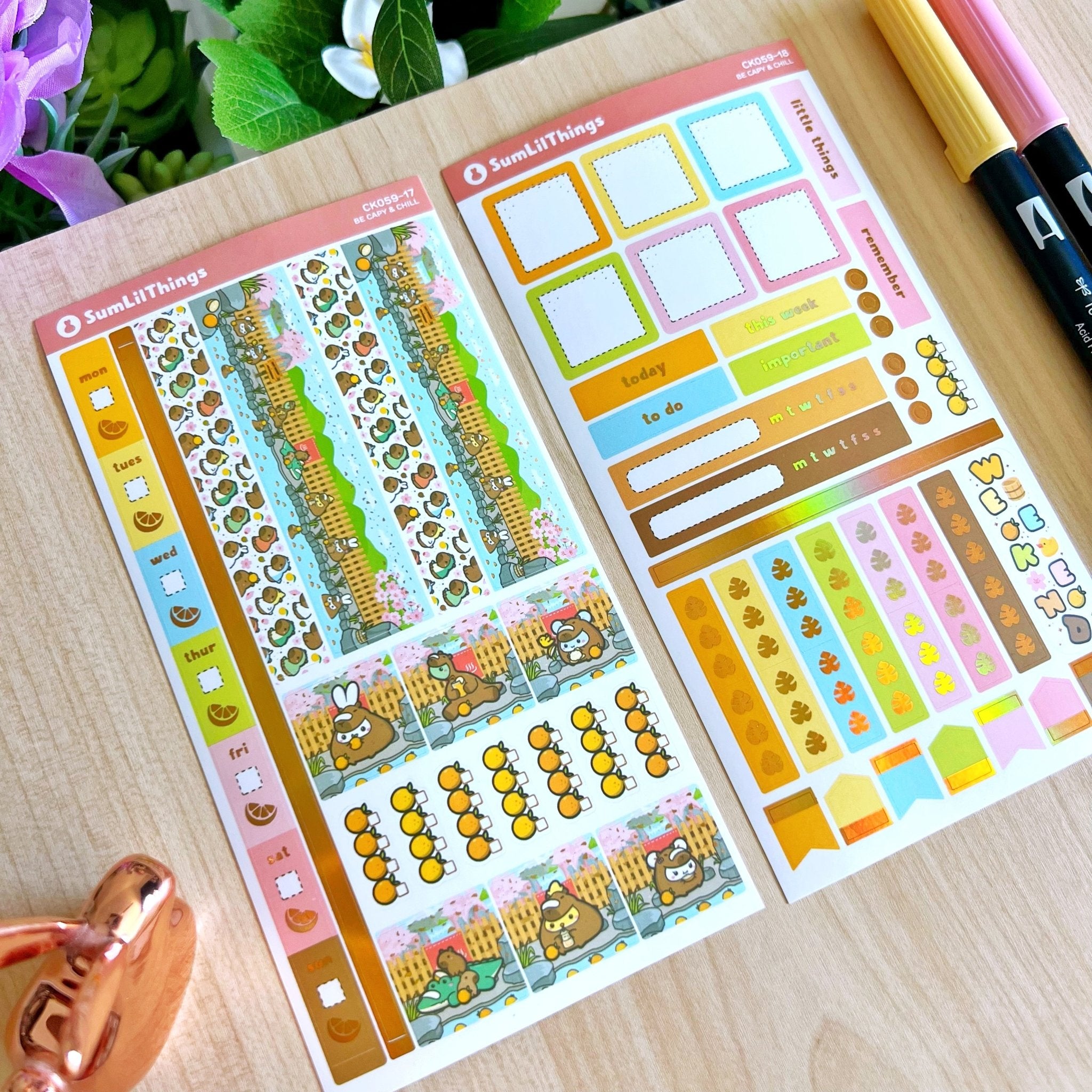 Hobonichi WEEKS - Be Capy & Chill - Holo Gold - SumLilThings