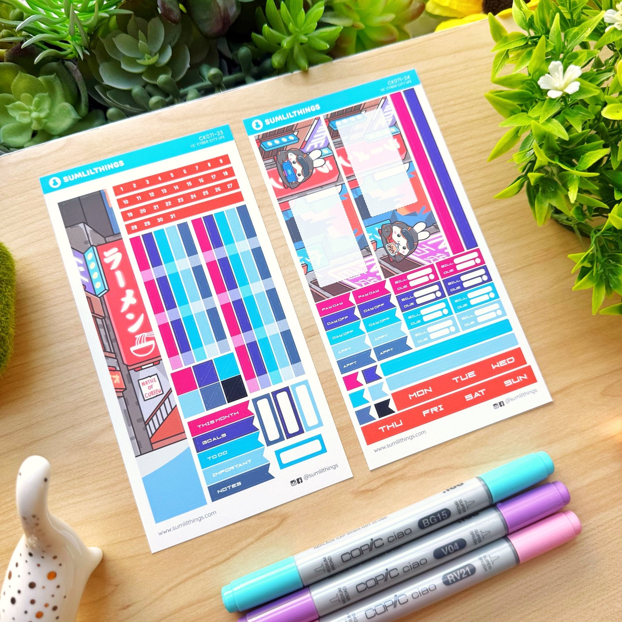 Hobonichi WEEKS - Lil' Cyber City Life - Holo Gold Foil - SumLilThings