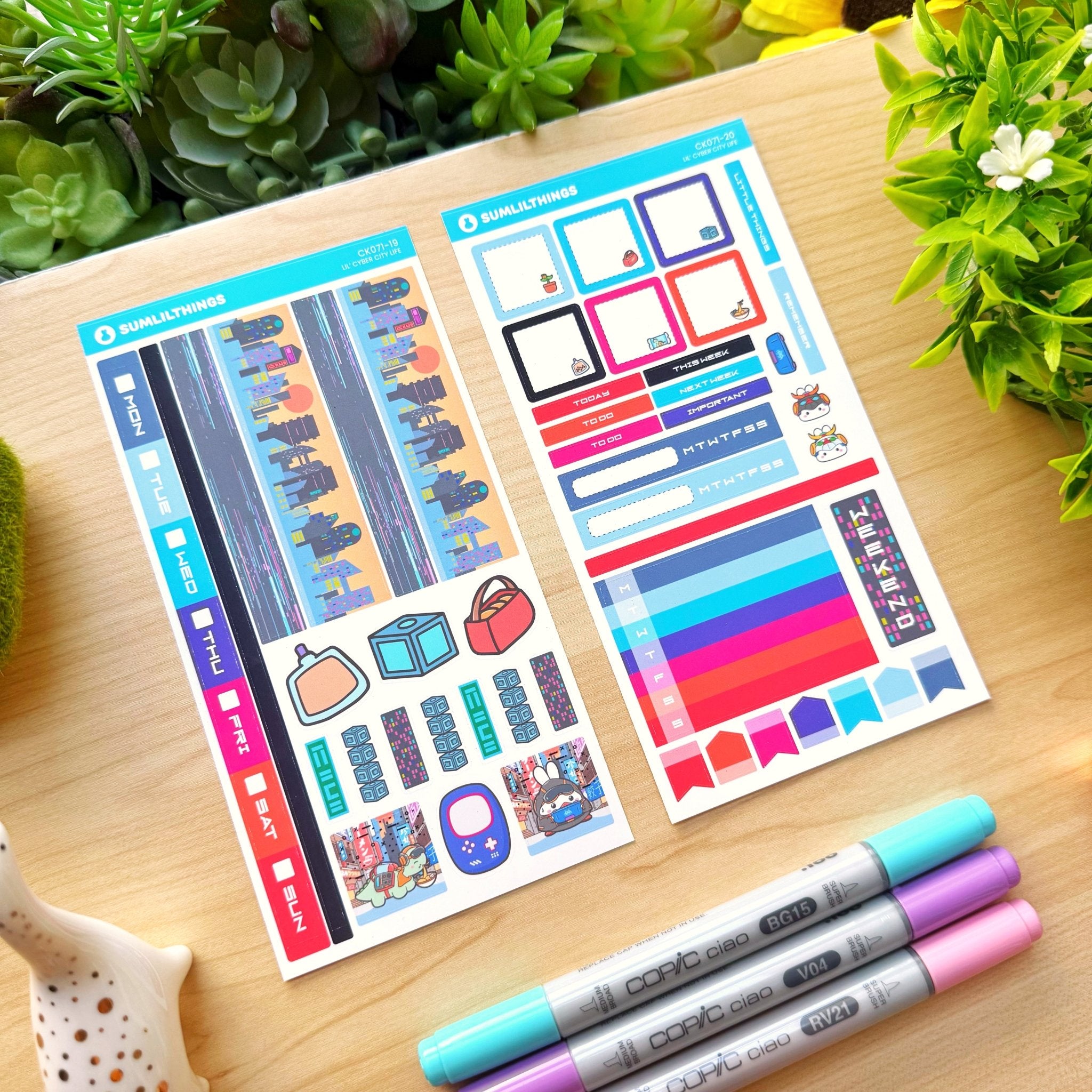 Hobonichi WEEKS - Lil' Cyber City Life - Holo Gold Foil - SumLilThings