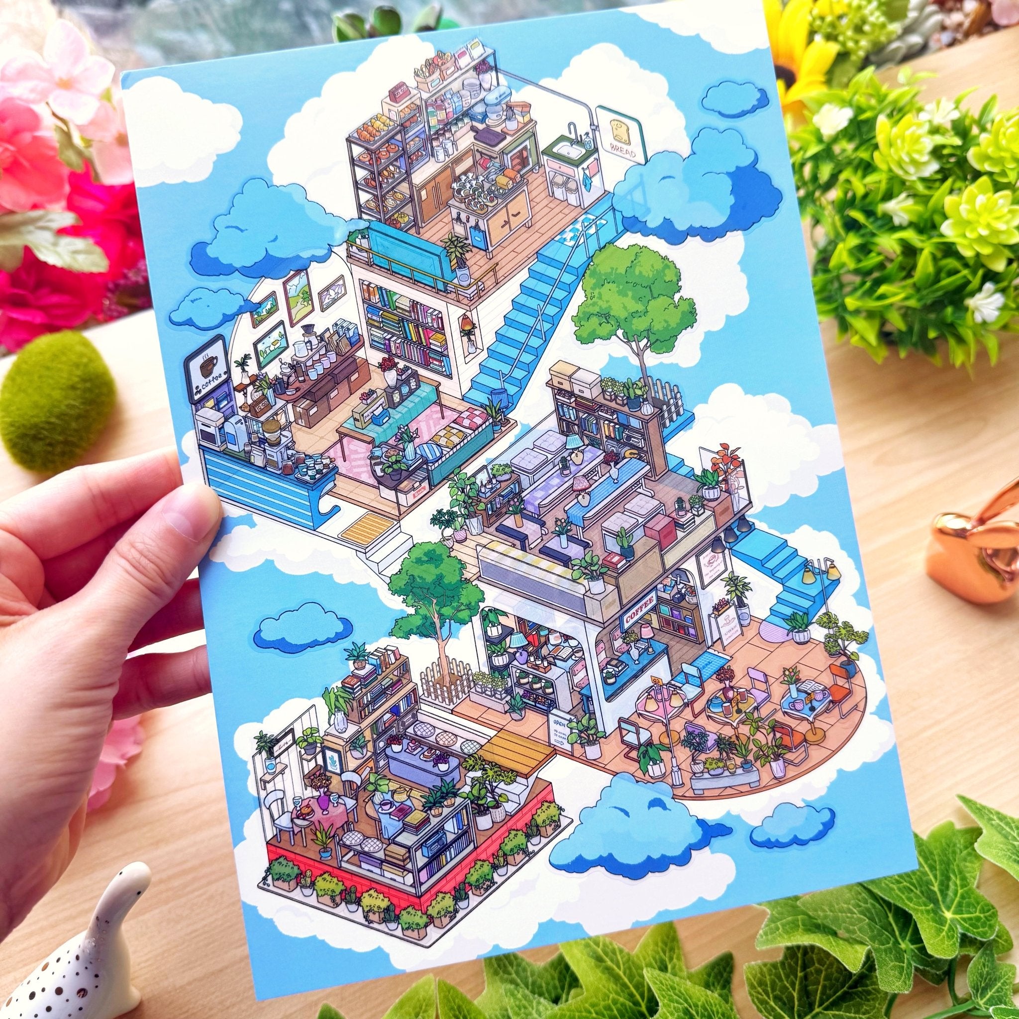 Isometric Scene Sticker - Cloudside Café (Jumbo World) - SumLilThings