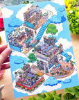 Isometric Scene Sticker - Cloudside Café (Jumbo World) - SumLilThings
