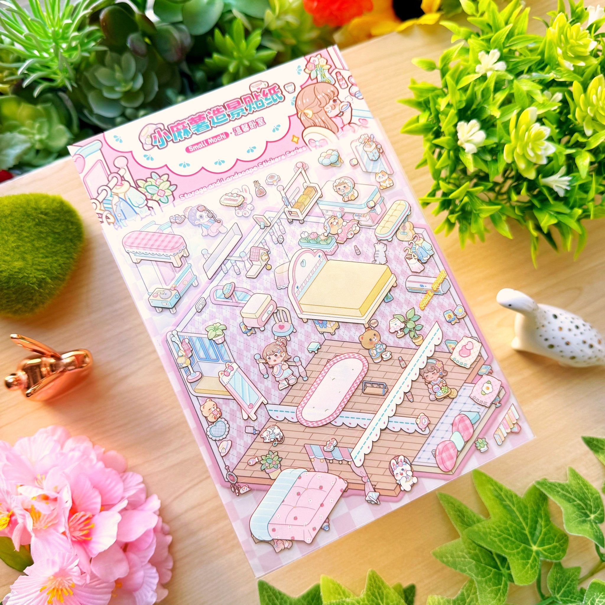 Isometric Scene Sticker - Cozy Bedroom (Small Mochi) - SumLilThings