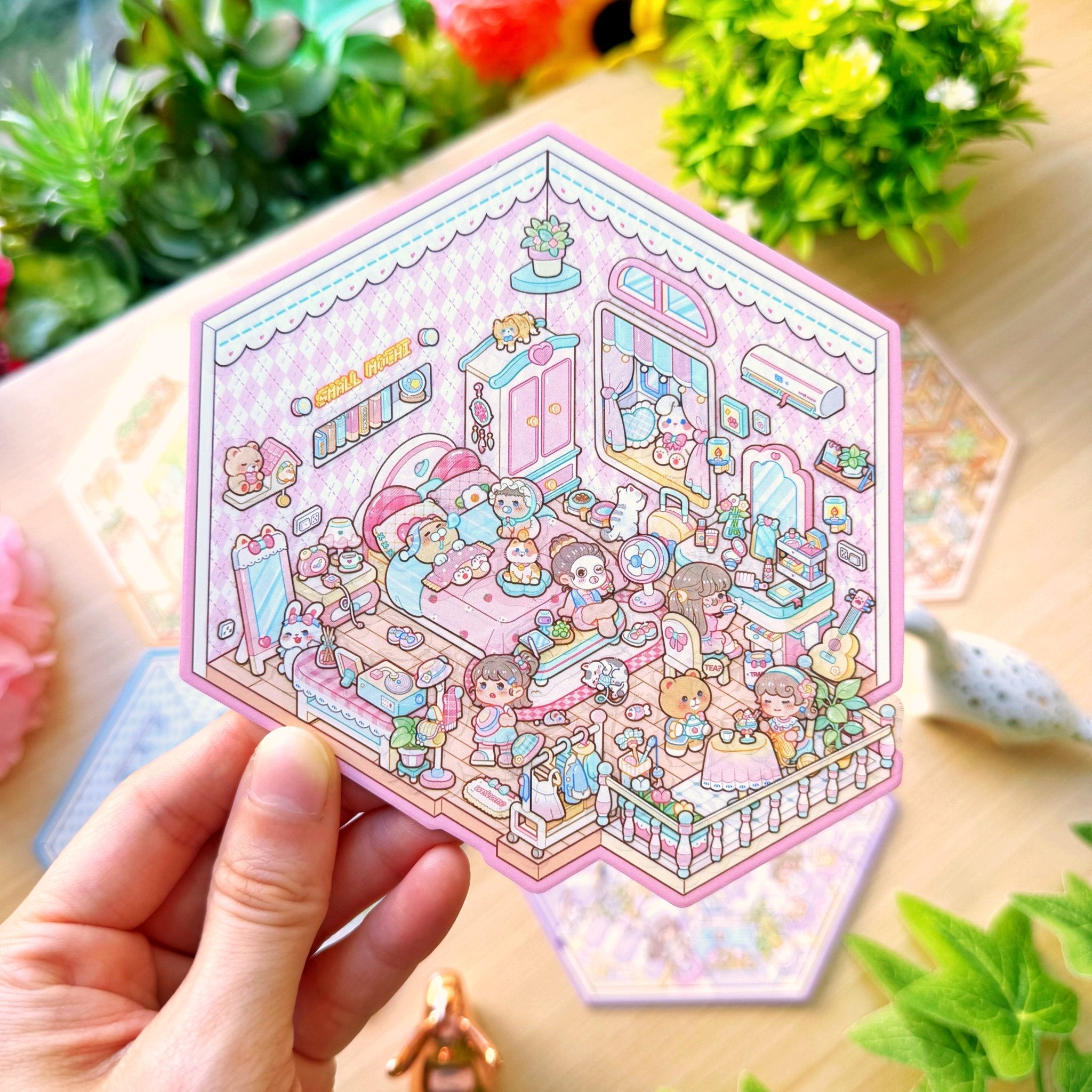 Isometric Scene Sticker - Cozy Bedroom (Small Mochi) - SumLilThings