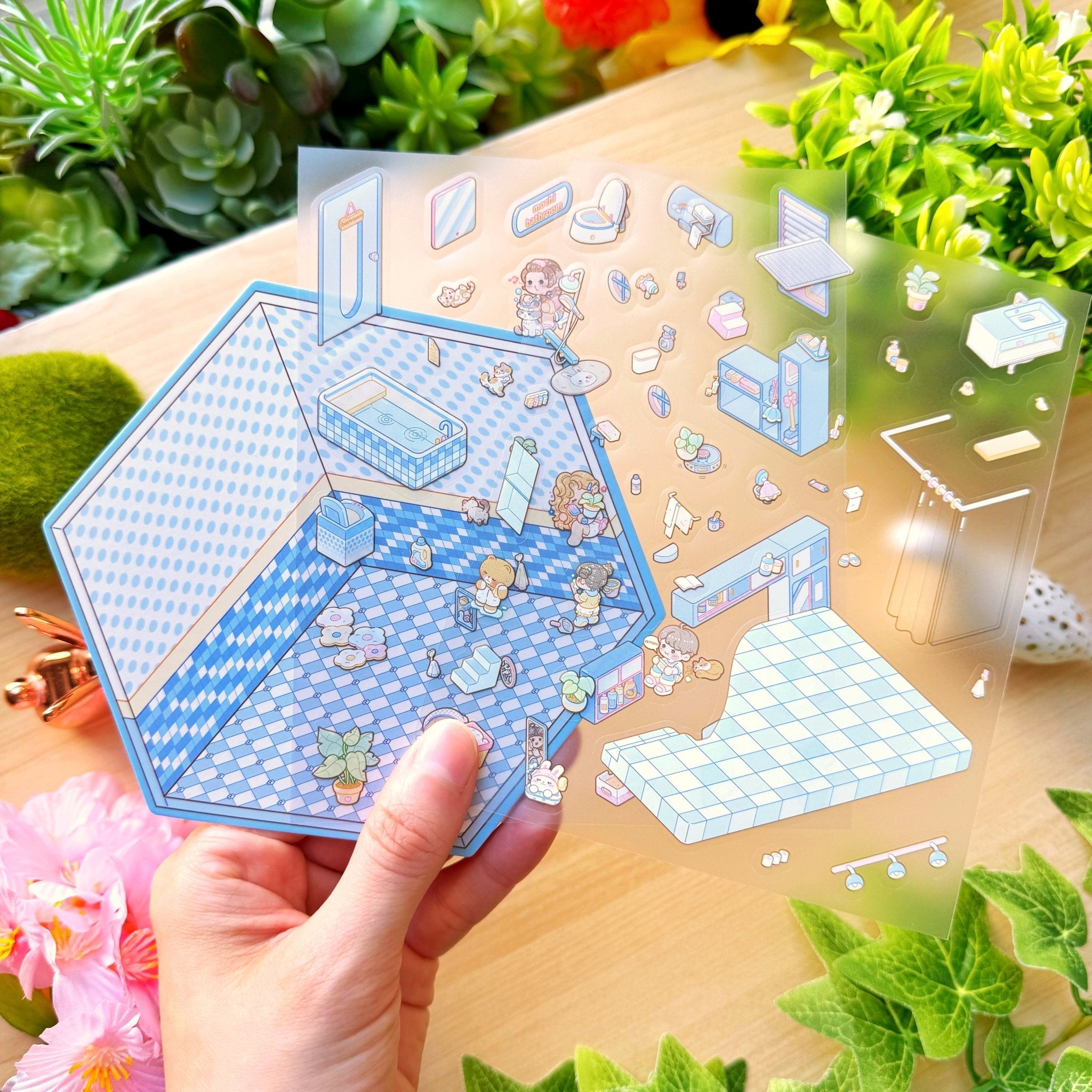 Isometric Scene Sticker - Fresh Bathroom (Small Mochi) - SumLilThings