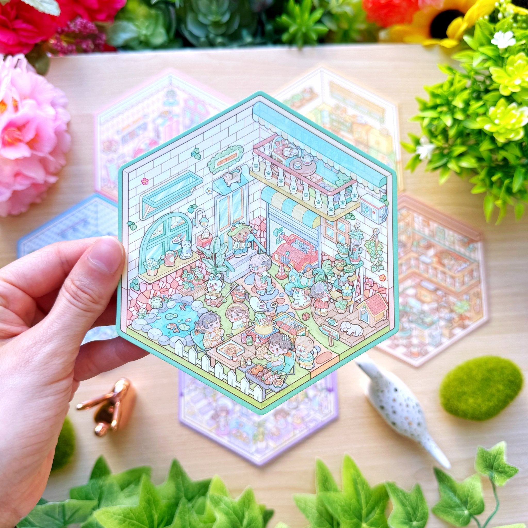 Isometric Scene Sticker - Fun Backyard (Small Mochi) - SumLilThings