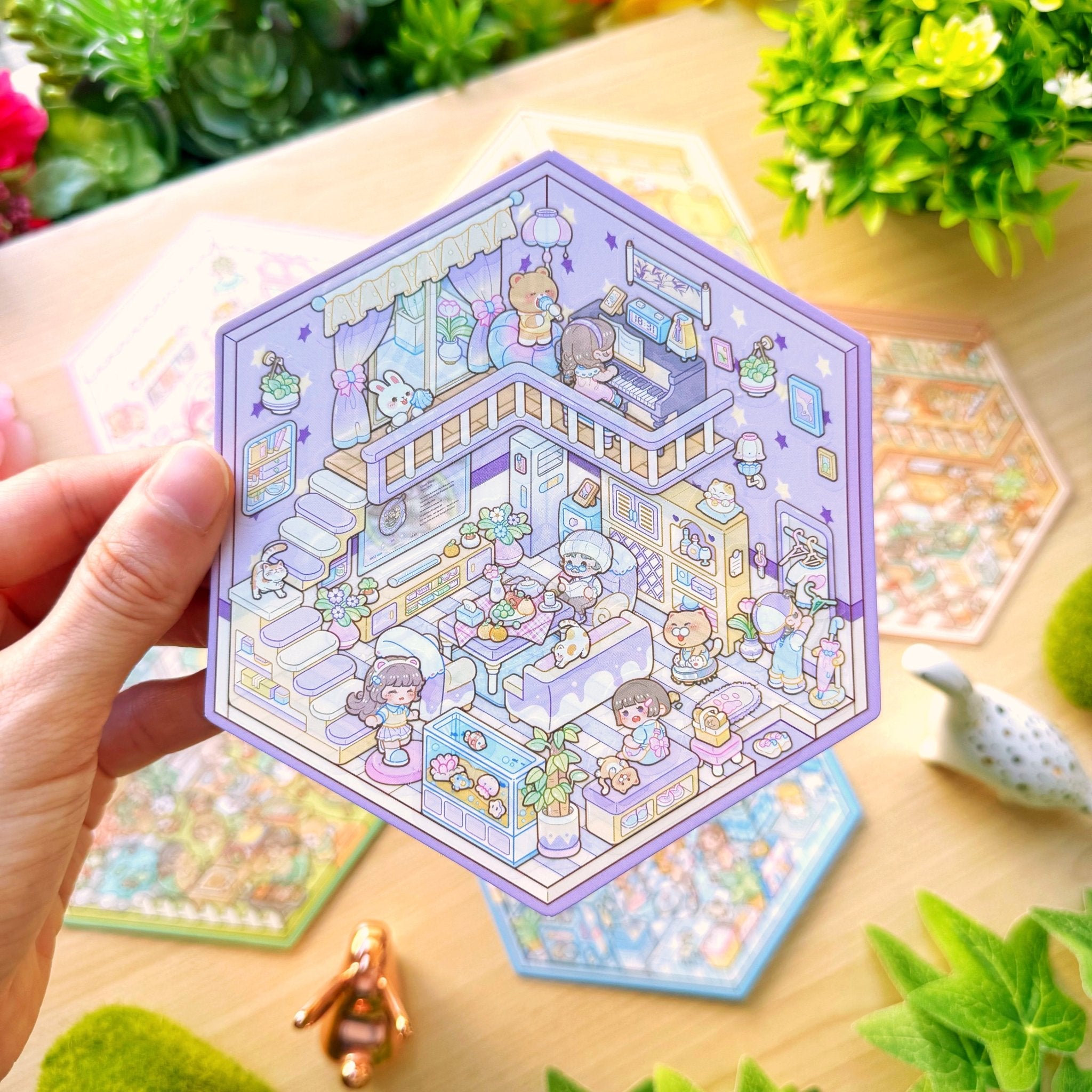 Isometric Scene Sticker - Romantic Living Room (Small Mochi) - SumLilThings