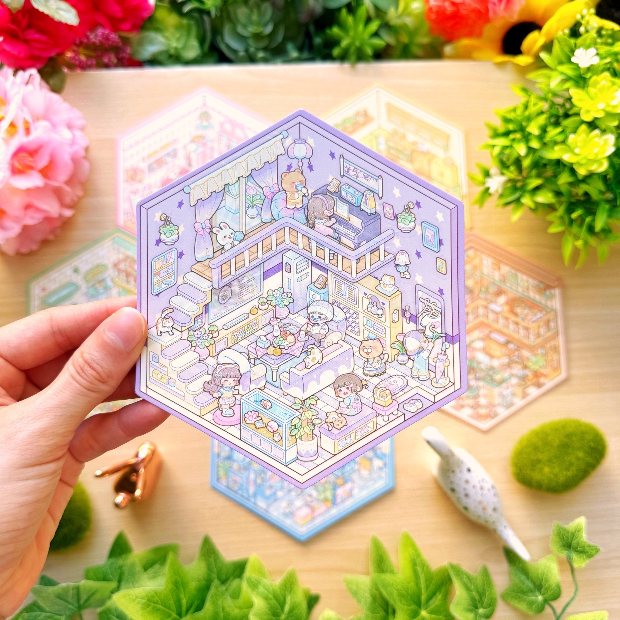Isometric Scene Sticker - Romantic Living Room (Small Mochi) - SumLilThings
