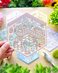 Isometric Scene Sticker - Vintage Study Room (Small Mochi) - SumLilThings