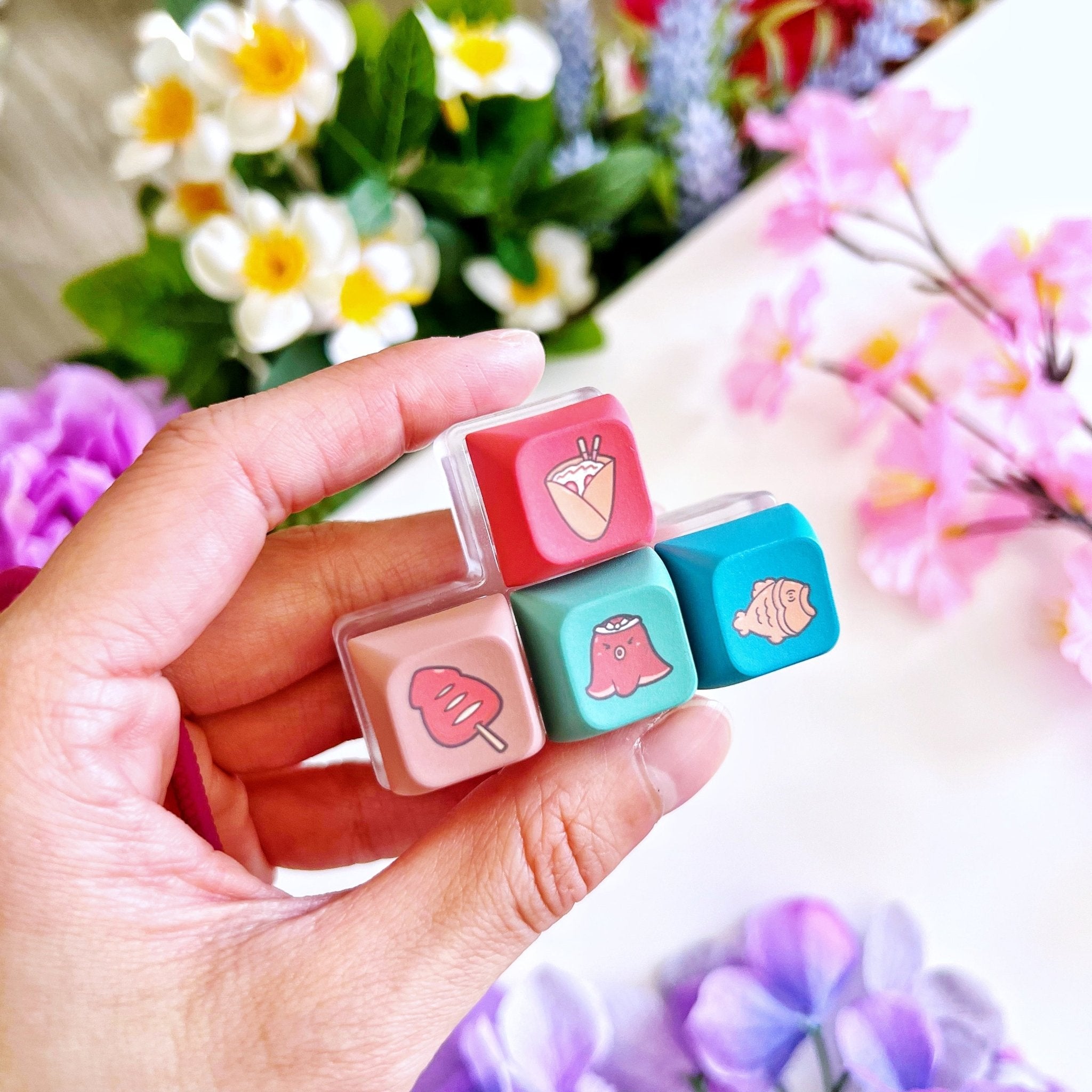 Keyboard Keychain - Japanese Street Snack (4 - Set) with LIGHTS - SumLilThings