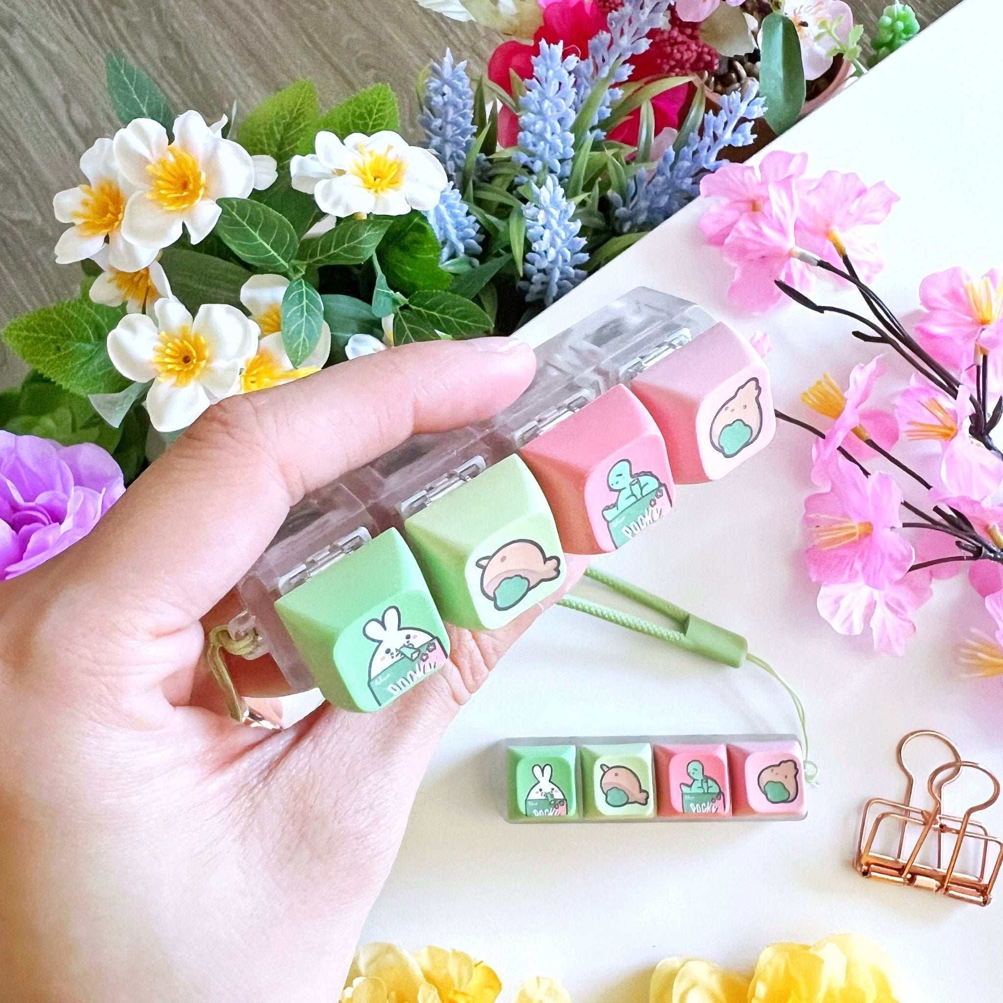 Keyboard Keychain - Matcha Munchies (4 - Set) with LIGHTS - SumLilThings