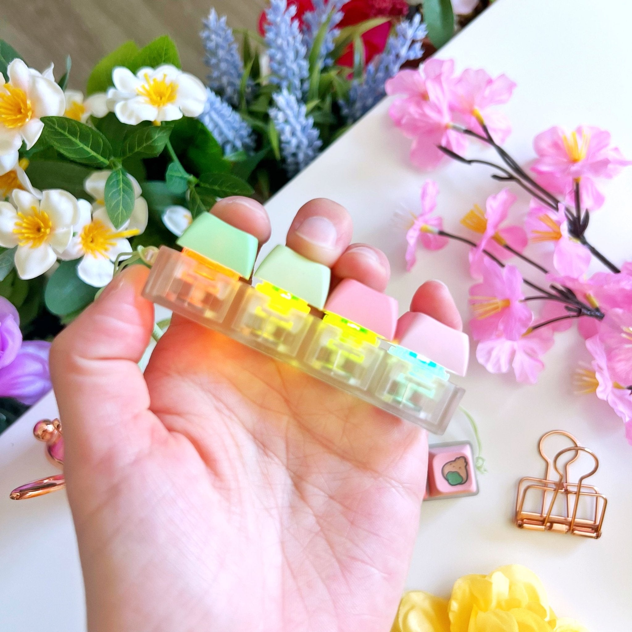 Keyboard Keychain - Matcha Munchies (4 - Set) with LIGHTS - SumLilThings