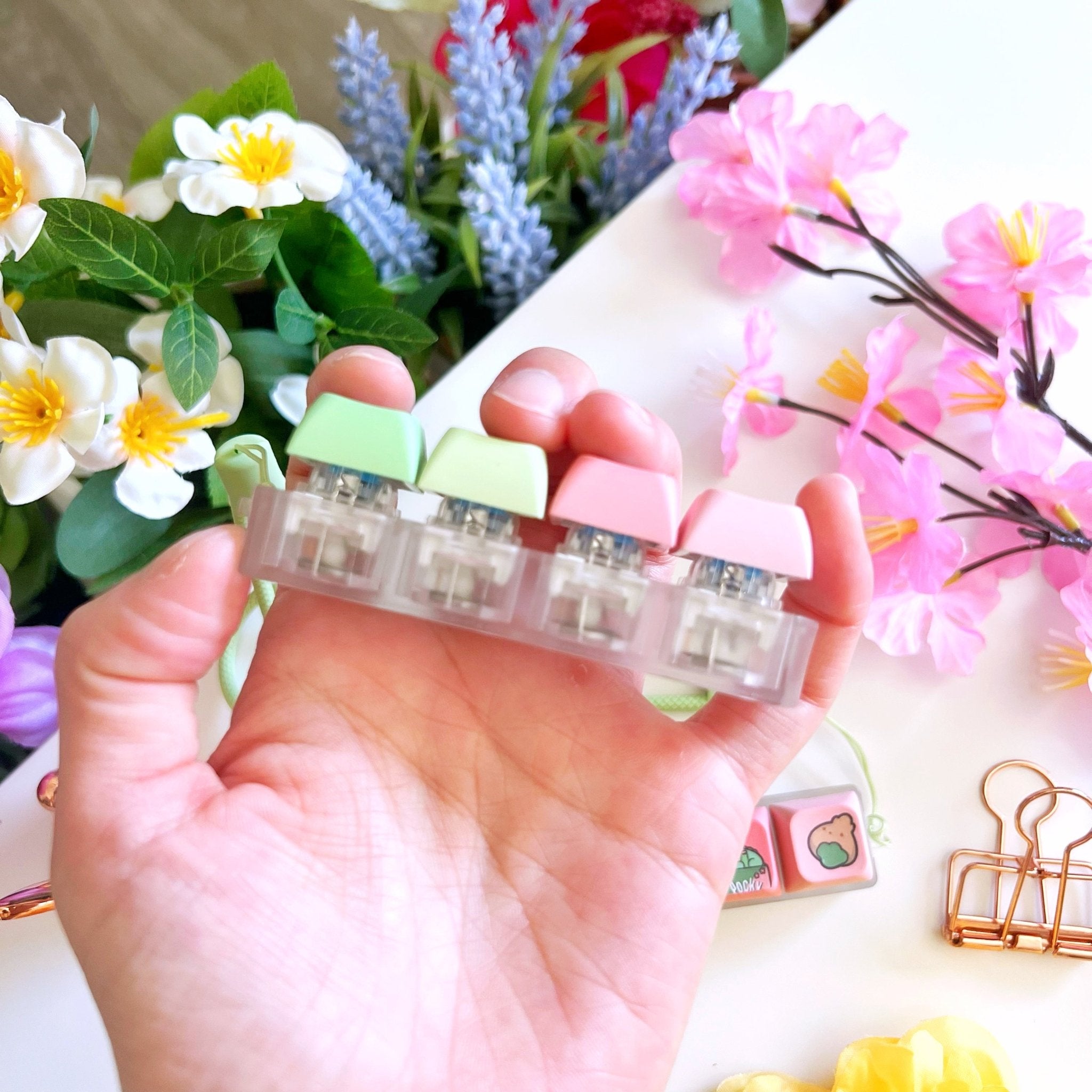 Keyboard Keychain - Matcha Munchies (4 - Set) with LIGHTS - SumLilThings