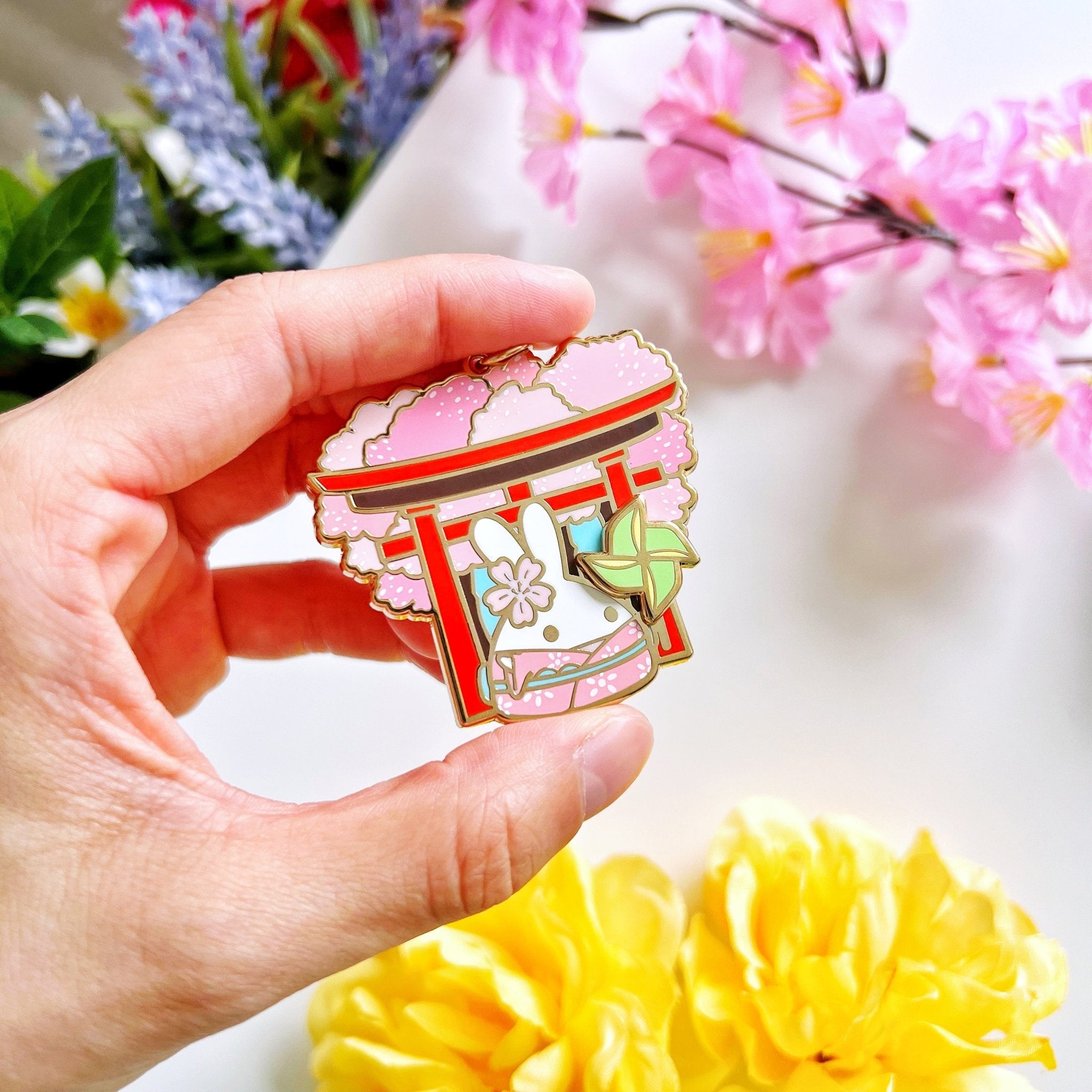 Lil' Sakura Petals - Pinwheel Keychain (Interactive Spinner) - SumLilThings