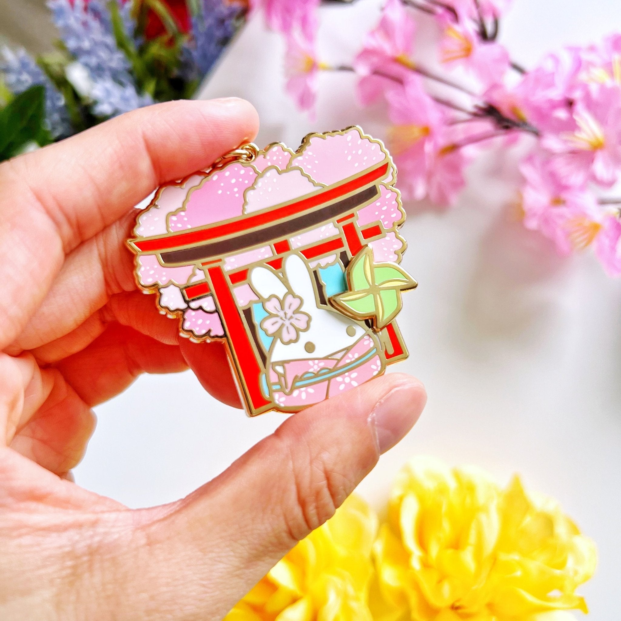 Lil' Sakura Petals - Pinwheel Keychain (Interactive Spinner) - SumLilThings