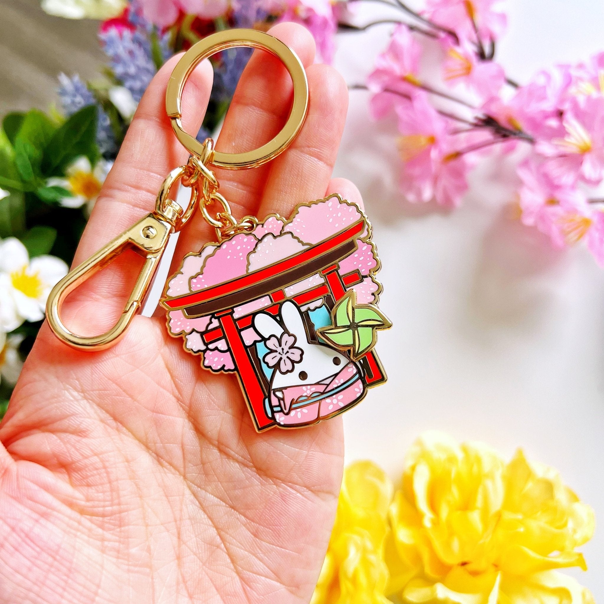 Lil' Sakura Petals - Pinwheel Keychain (Interactive Spinner) - SumLilThings
