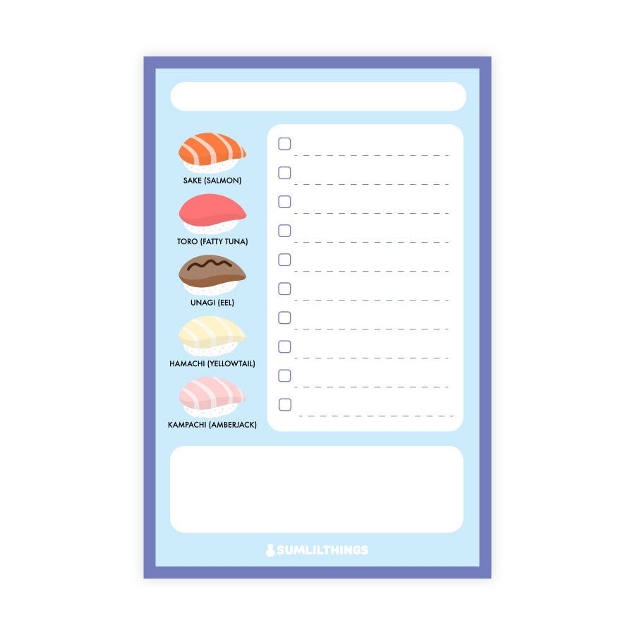 Notepad - Lil' Sushi Menu - SumLilThings