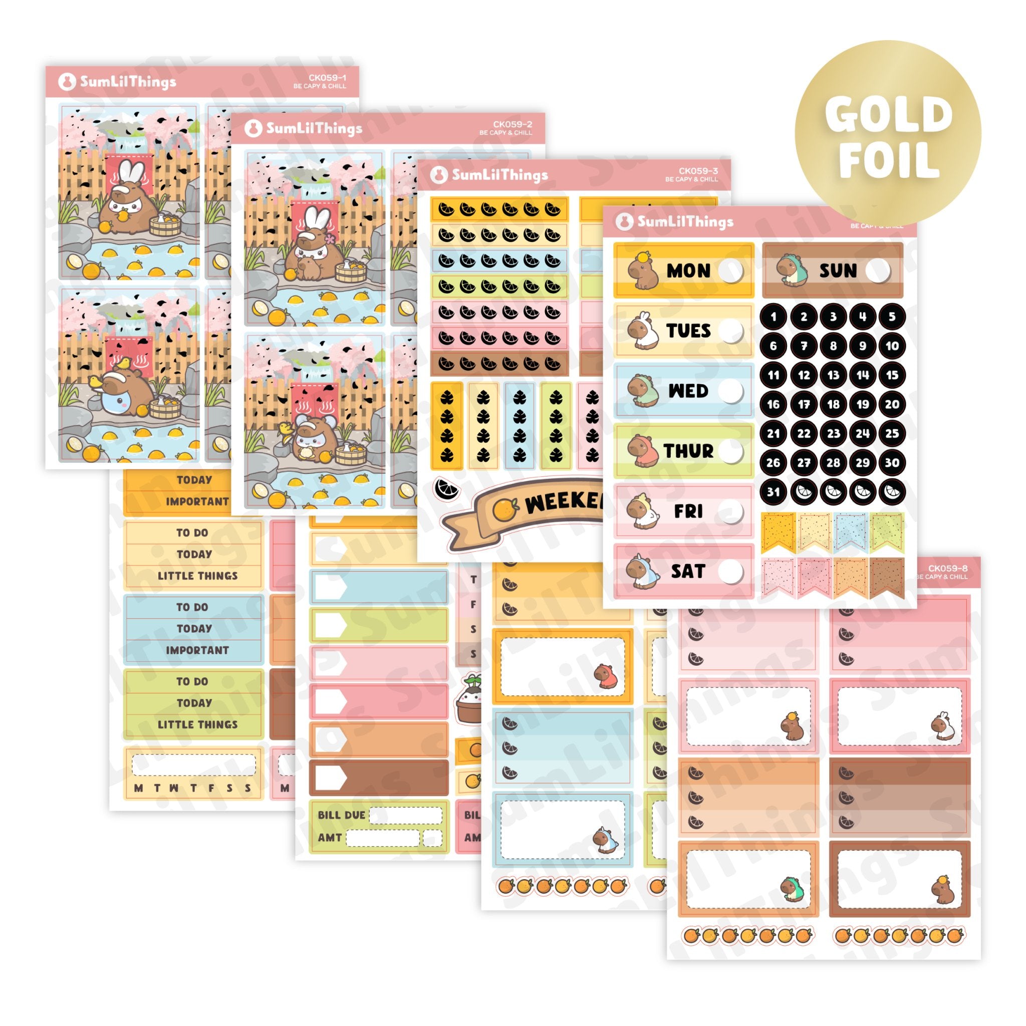 Vertical Kit - Be Capy & Chill (10 Pages) - Holo Gold - SumLilThings