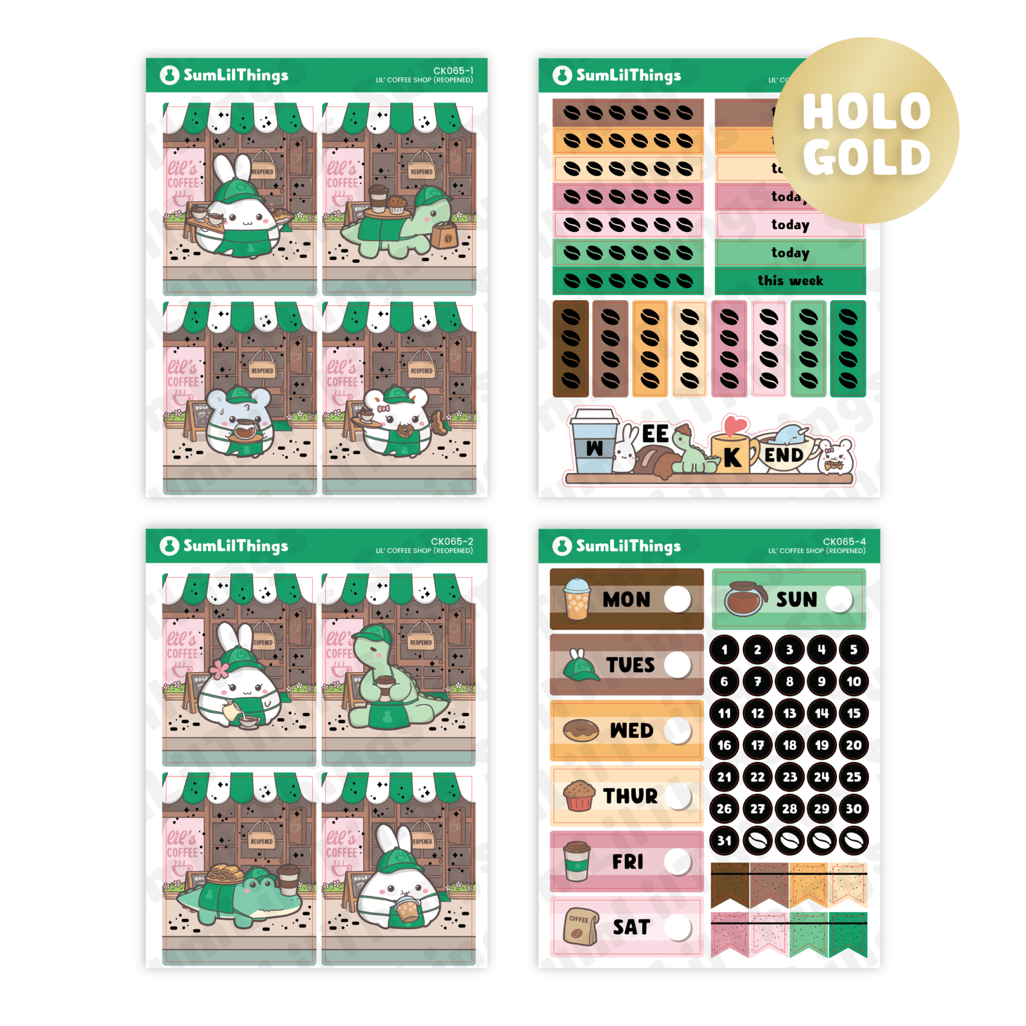 Vertical Kit - Lil' Coffee Shop (10 Pages) - Gold Foil - SumLilThings